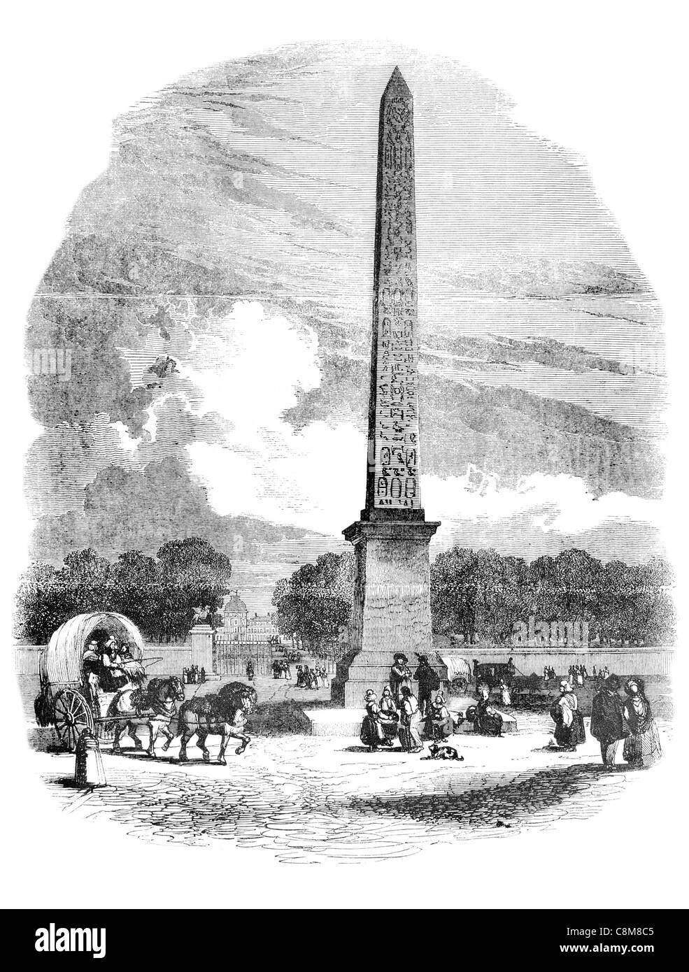 Louis XVI obélisque de Louxor Egyptian Place de la Concorde Paris France Temple Égypte ancienne colonne pilier touristique archéologique Banque D'Images