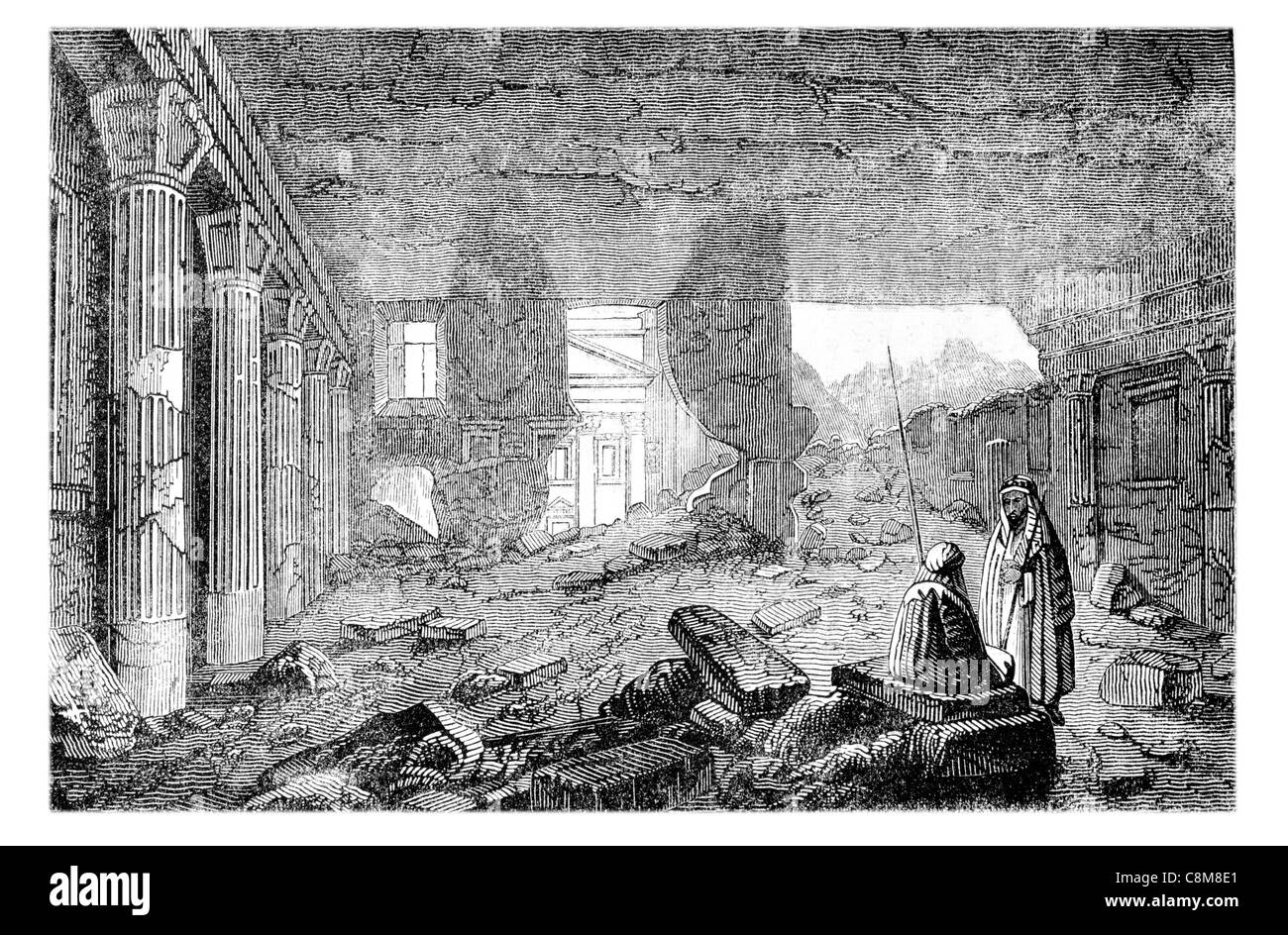 Tombeau de l'intérieur historique ville archéologique de Petra Jordanian Ma'an architecture roche il attraction touristique la montagne de Hor Banque D'Images