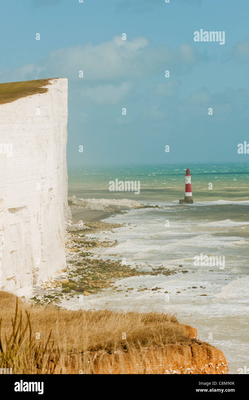 Beachy Head, sept Sœurs, le Parc National des South Downs, East Sussex, sur un après-midi ensoleillé avec des falaises blanches. Banque D'Images