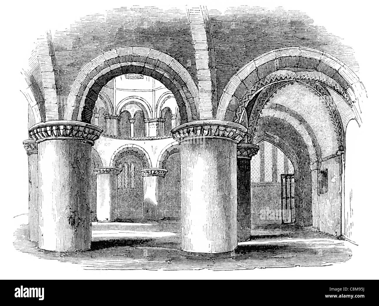 L'église ronde du Saint Sépulcre Cambridge Angleterre anglicane English Heritage bâtiment classé plafond médiéval Banque D'Images