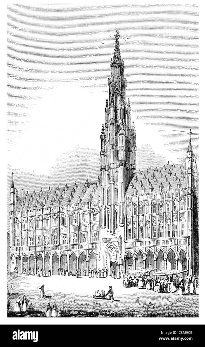 Hôtel de ville Hôtel de ville gothique Ville Bruxelles Grand Place Belgique Banque D'Images
