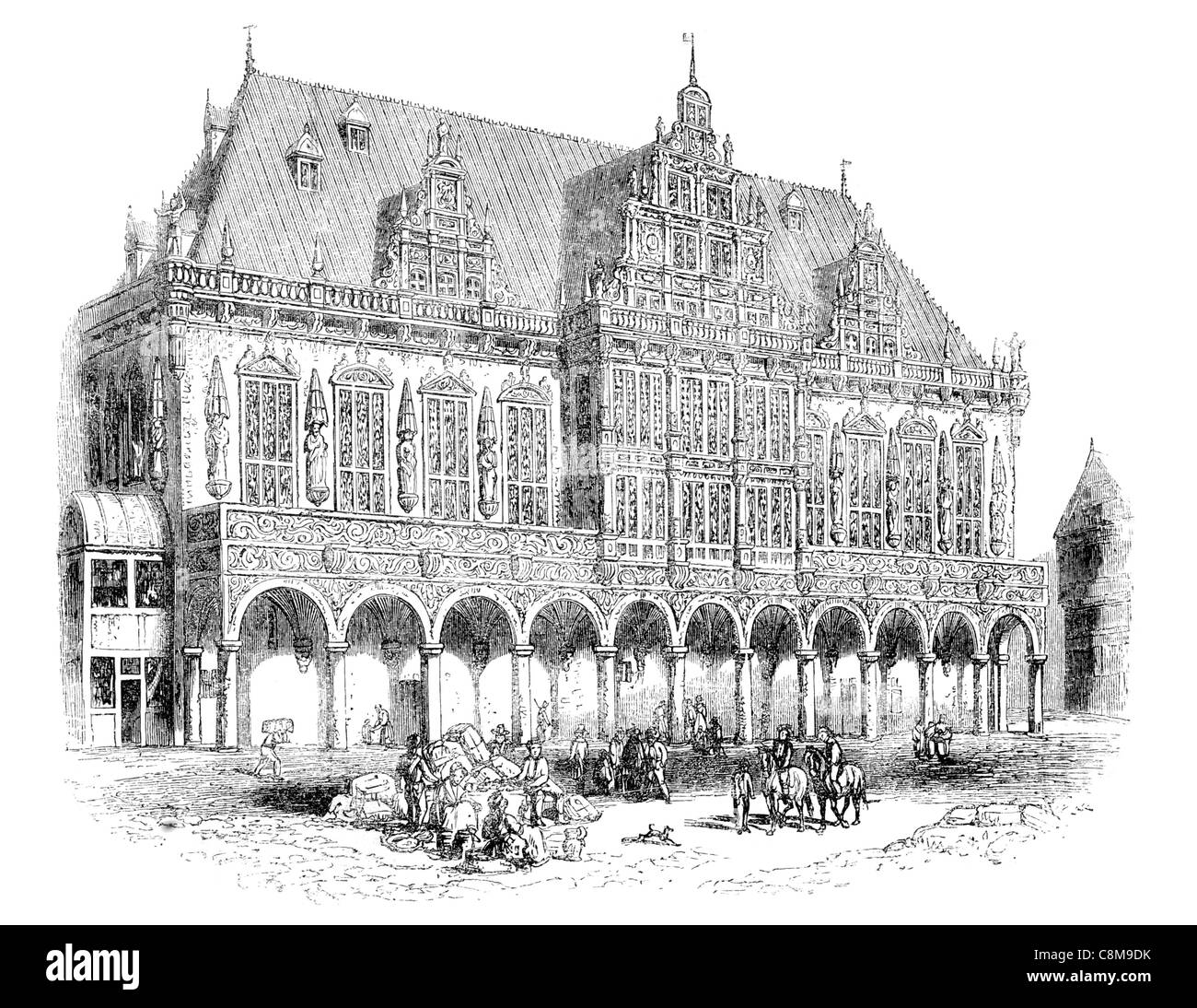 L'Hôtel de ville de Brême Président Sénat maire ville libre hanséatique gothique brique Site du patrimoine mondial de l'historique place du marché Banque D'Images