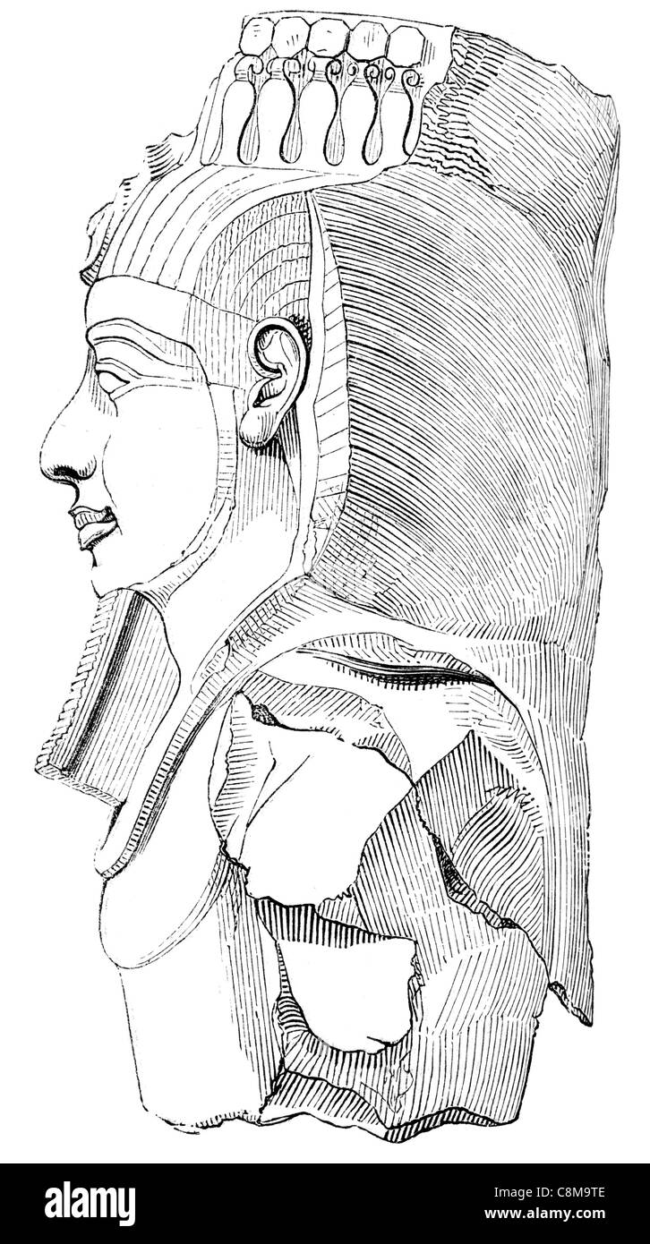 Vue de côté de la tête de Memmon Égypte égyptien British Museum collection Sir Hans Sloane en pierre ancienne archéologue archéologie Banque D'Images