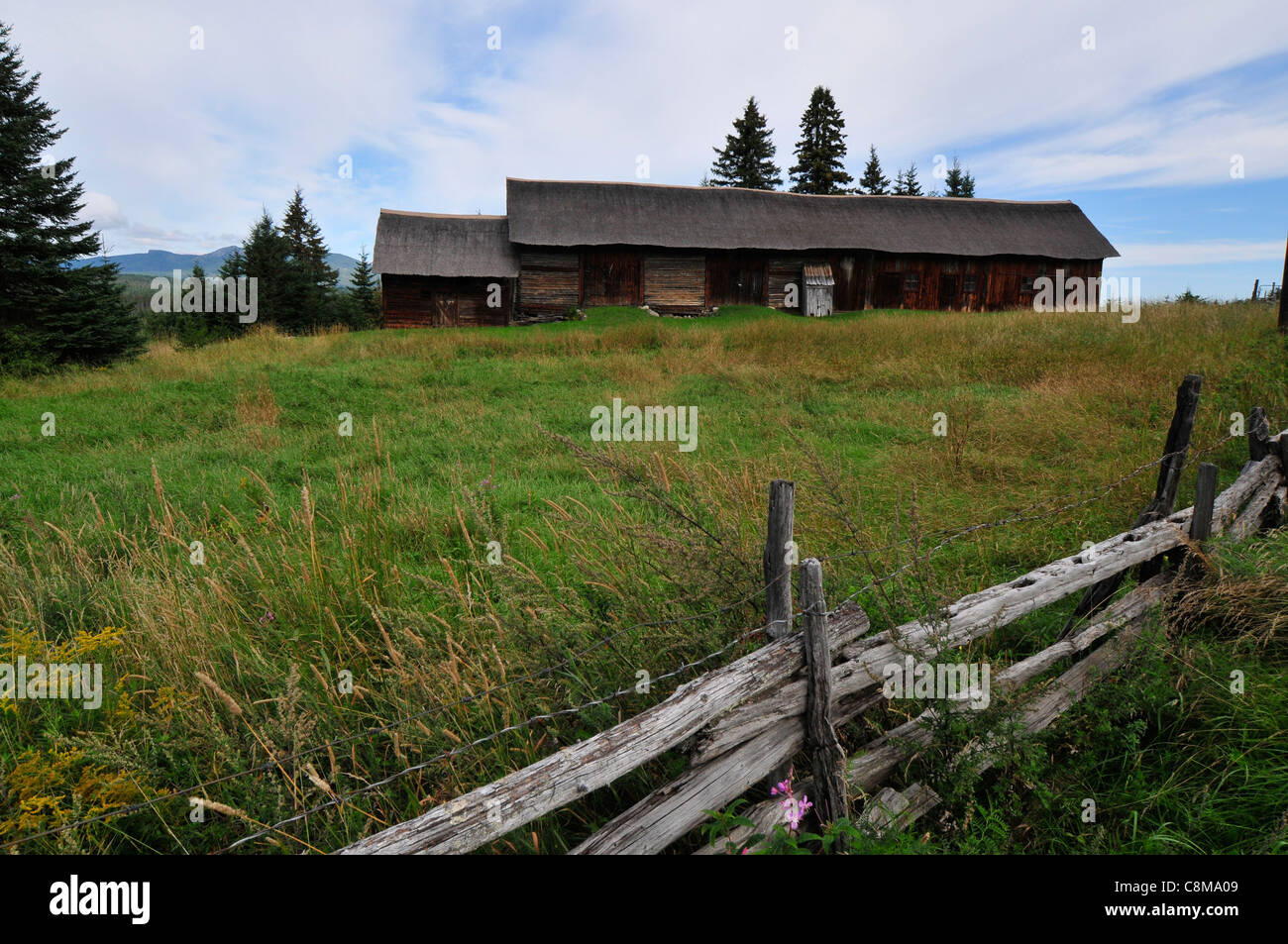 Une ancienne grange de 100 ans dans la région du Saguenay, au Québec. Banque D'Images