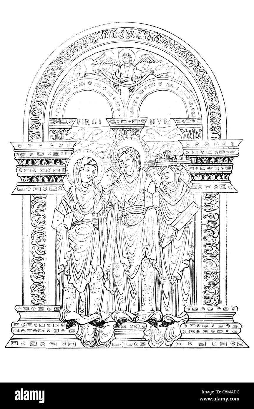 St'Ethelwold Benedictional Religion religieux Dieu Jésus Christ le messie de l'église culte prière : priez St saint saints evangile foi Banque D'Images