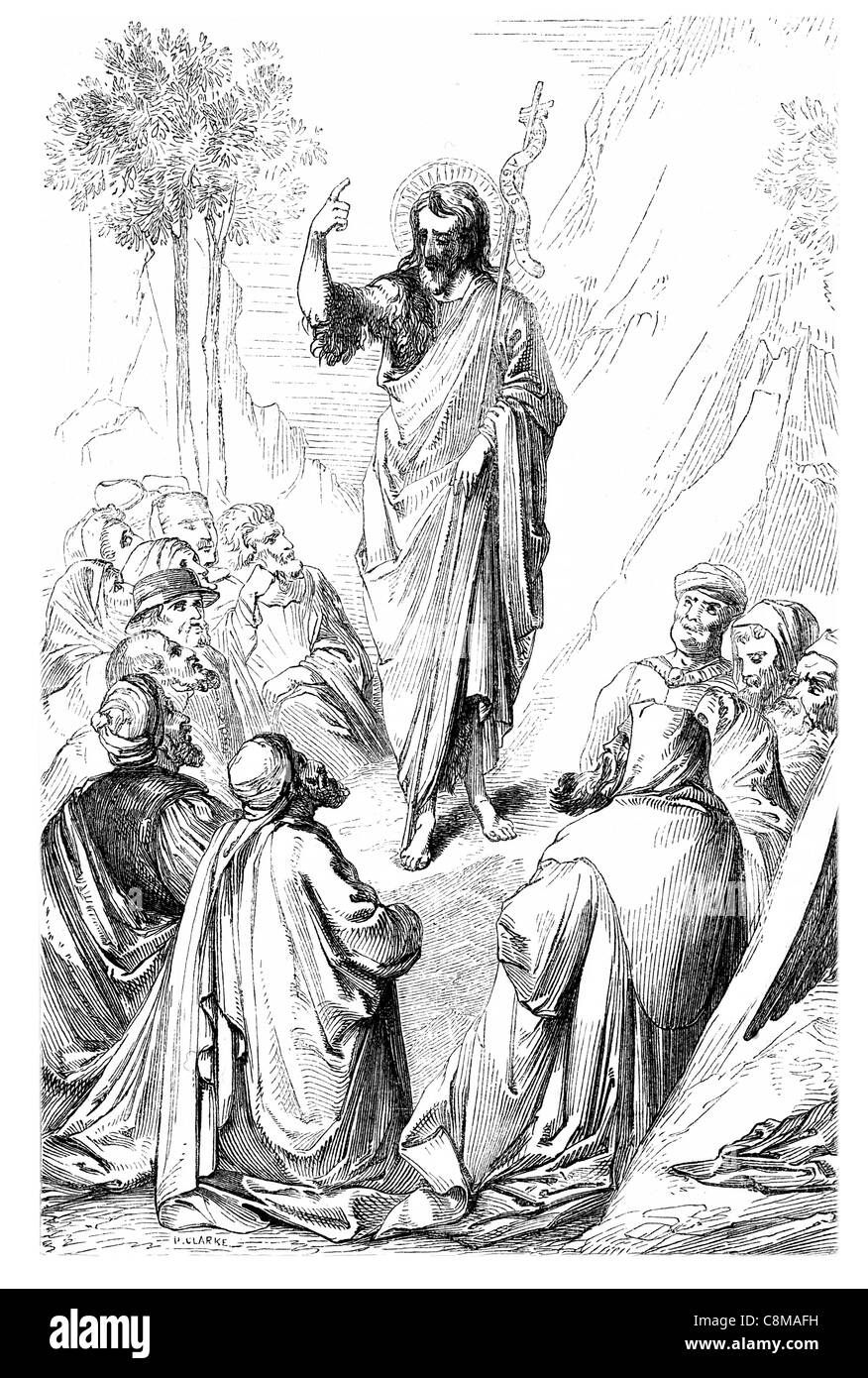 John prêchant dans le désert de Giotto dans l'église Santa Maria del Carmine Florence Banque D'Images