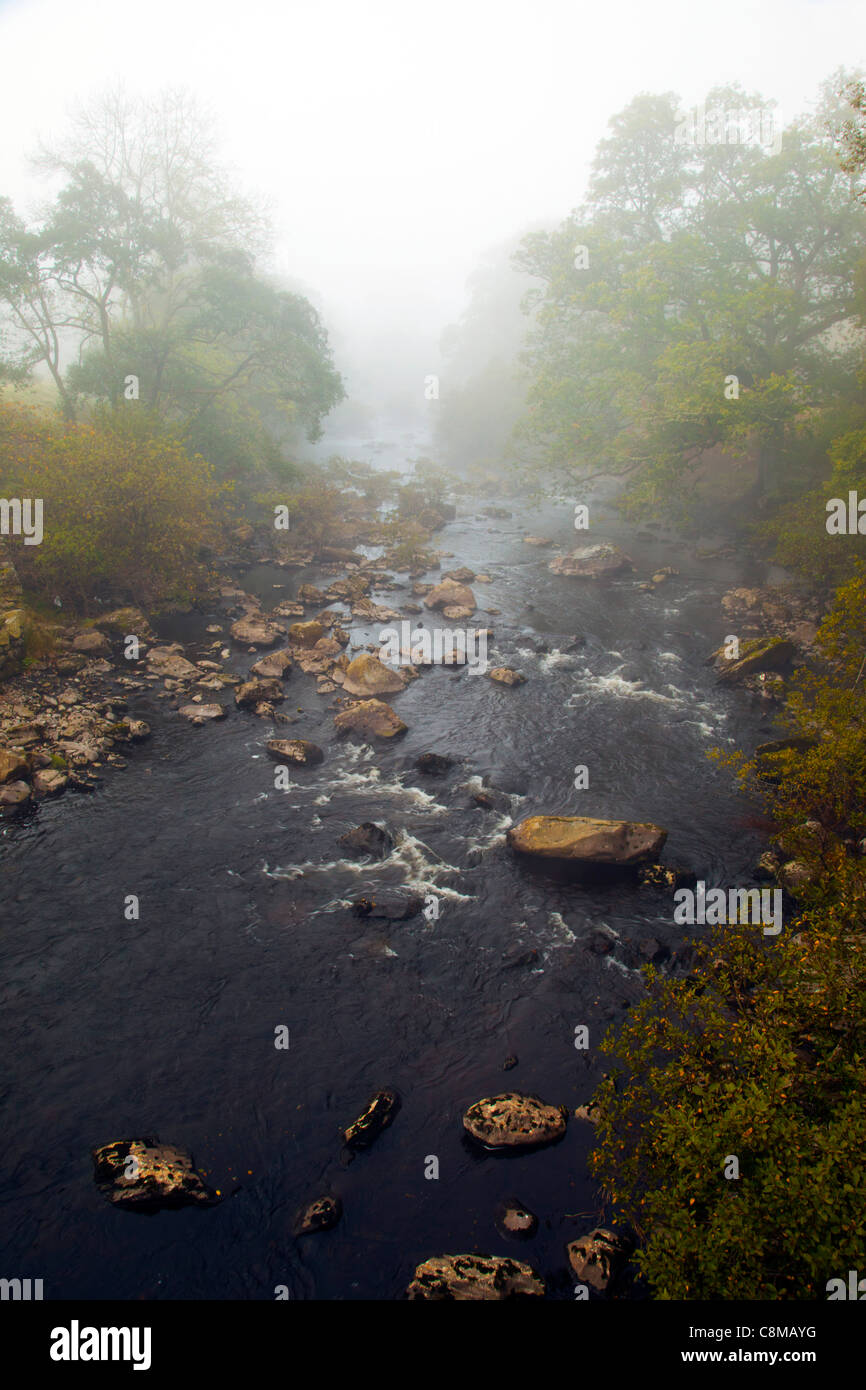 Elan River et la vallée ; tôt le matin ; près de Tulle ; Pays de Galles Banque D'Images