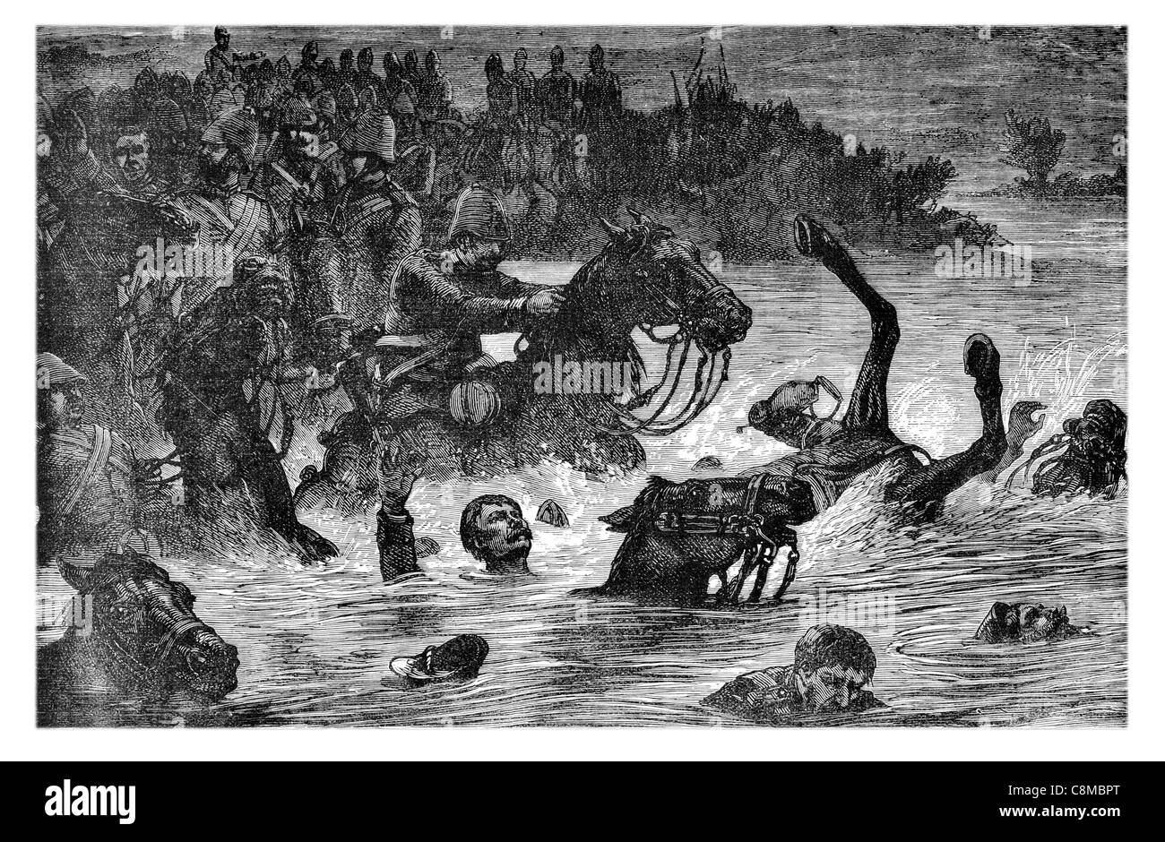 Accident à la dixième régiment de hussards soldats force martiale noyade guerrier Banque D'Images