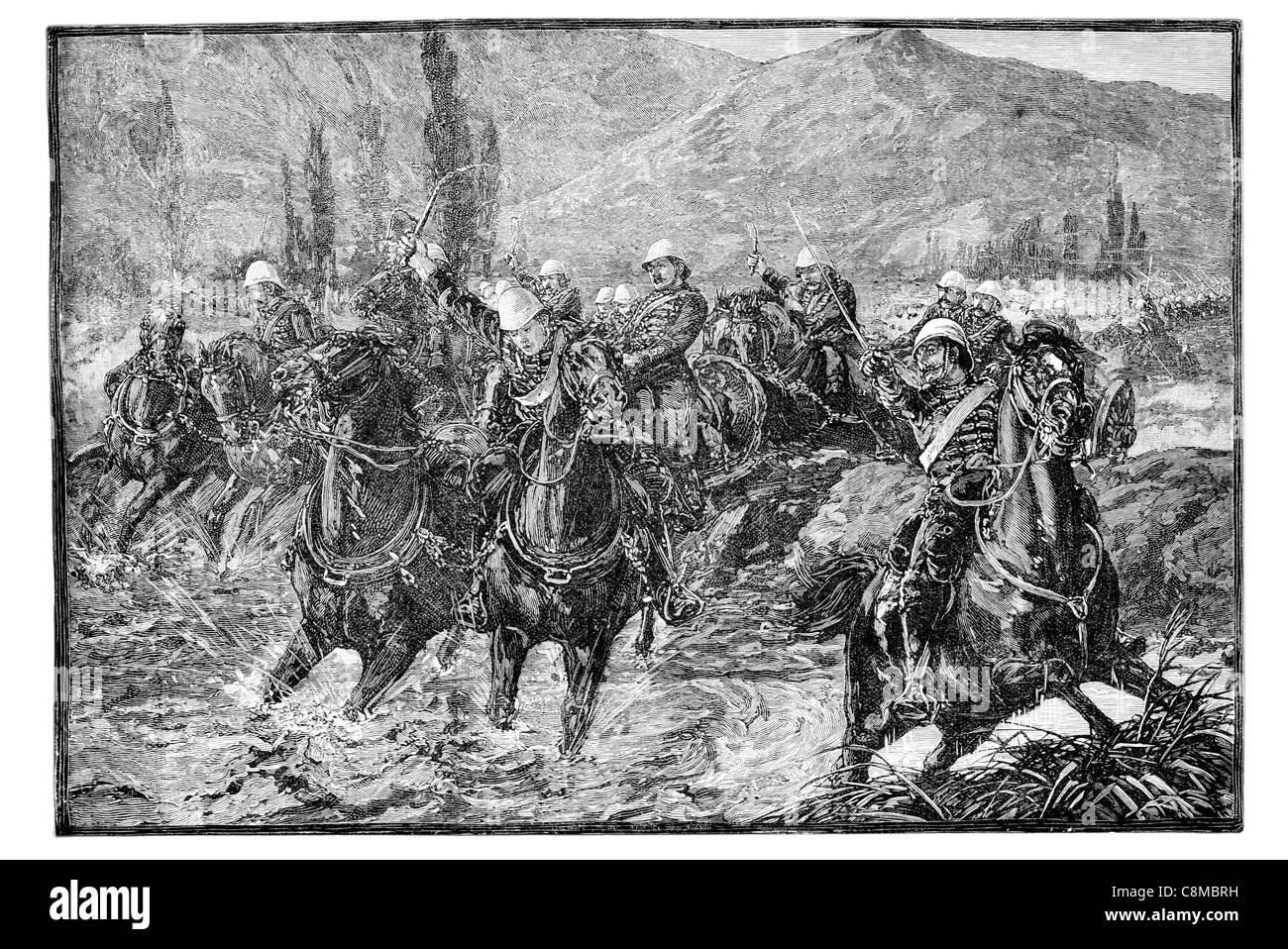 L'action dans la vallée de l'Chardeh 2 décembre 1879 Essayez d'enregistrer les armes de guerre Afghan Anglo Banque D'Images