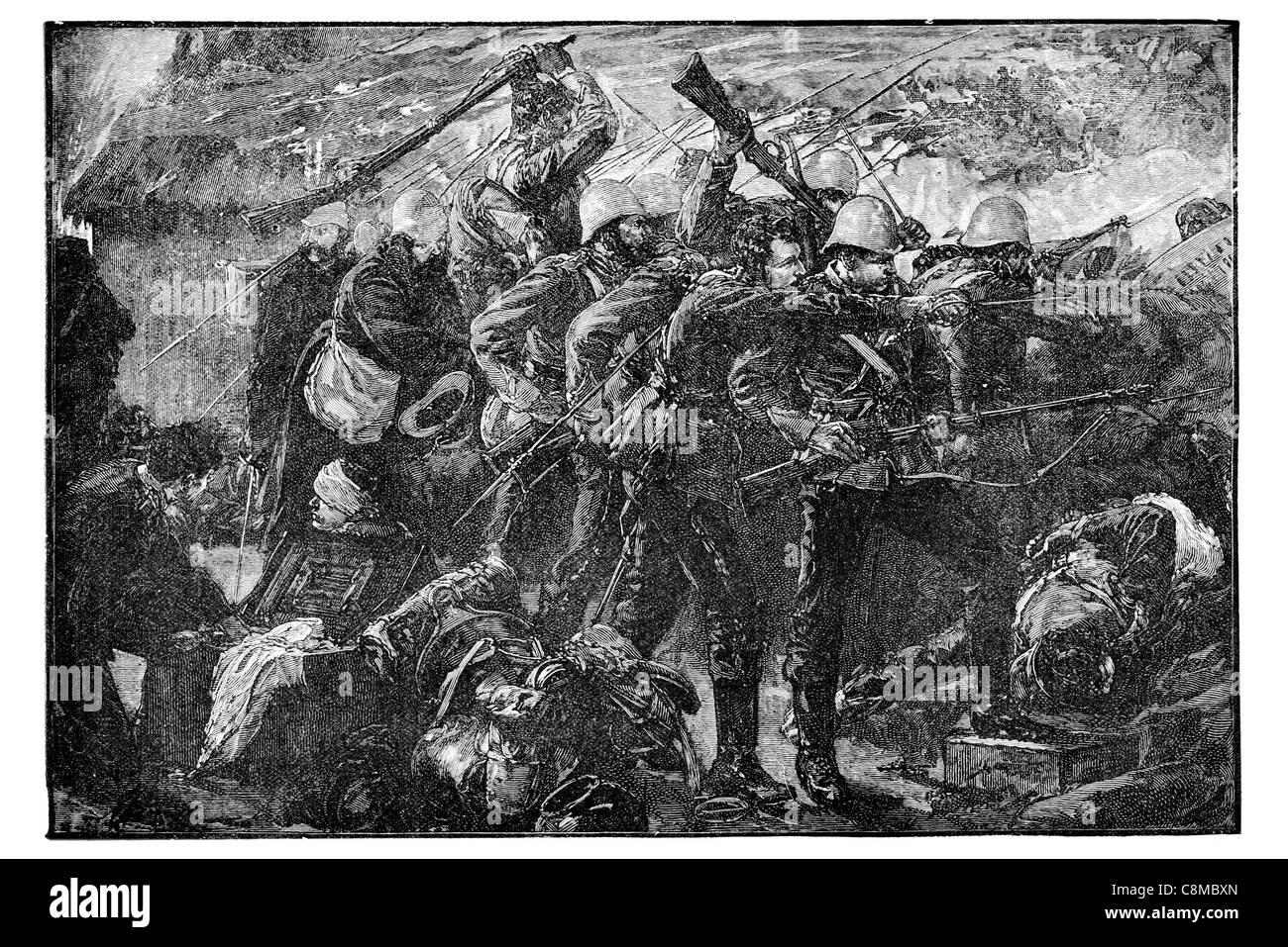 Bataille de Rorke's Drift Anglo zulu war mission Défense commande station le Lieutenant John Chard Royal Engineers de l'armée britannique Banque D'Images