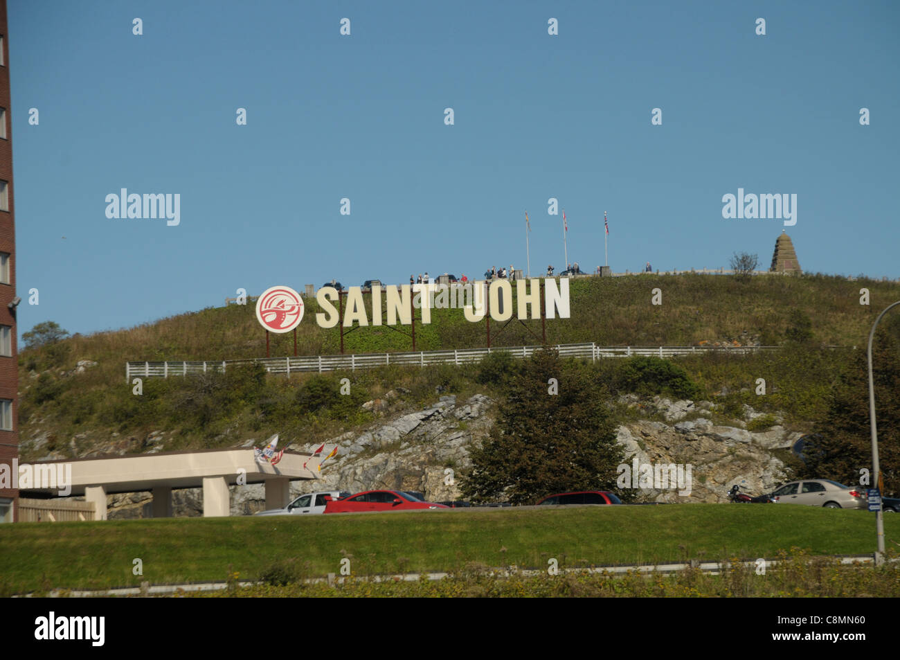 Un panneau accueille les visiteurs à Saint John, Nouveau-Brunswick, Canada. Banque D'Images