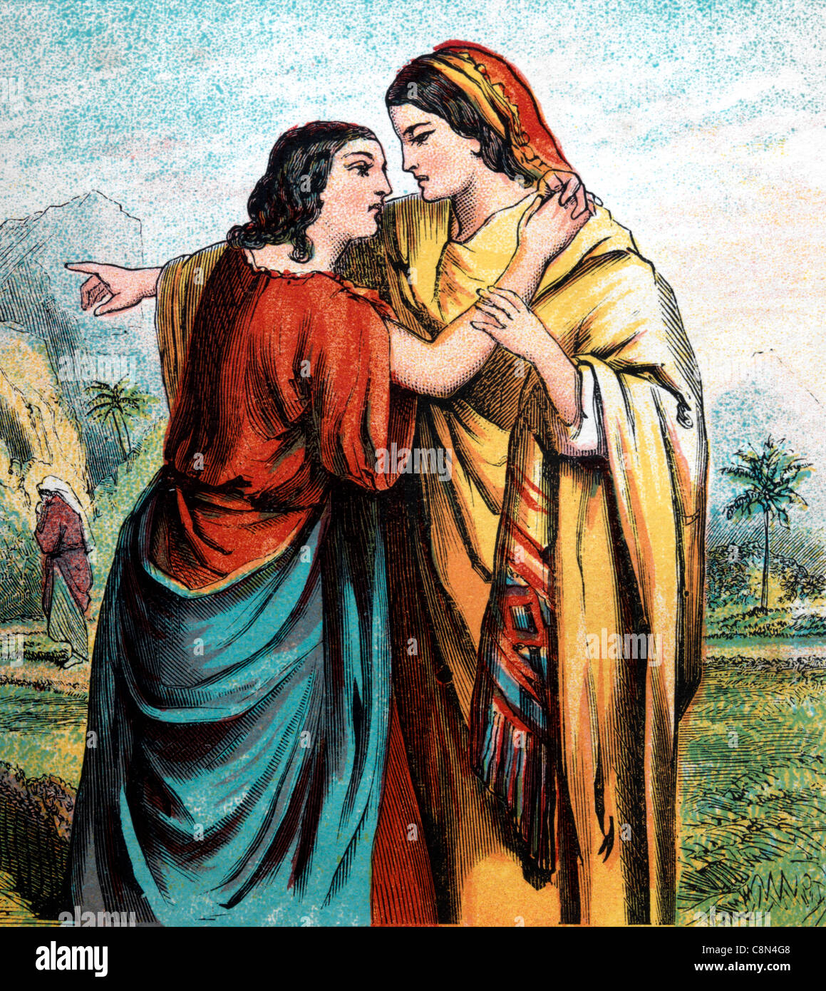 Histoires de la Bible- Illustration de Naomi dit à Ruth de revenir à sa mère Banque D'Images
