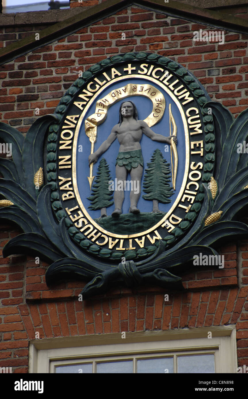 United Stets. Boston. Old State House. Bâtiment de style néoclassique. 18Th cenutry. Façade. Médaillon décoratif. Le Massachussetts. Banque D'Images