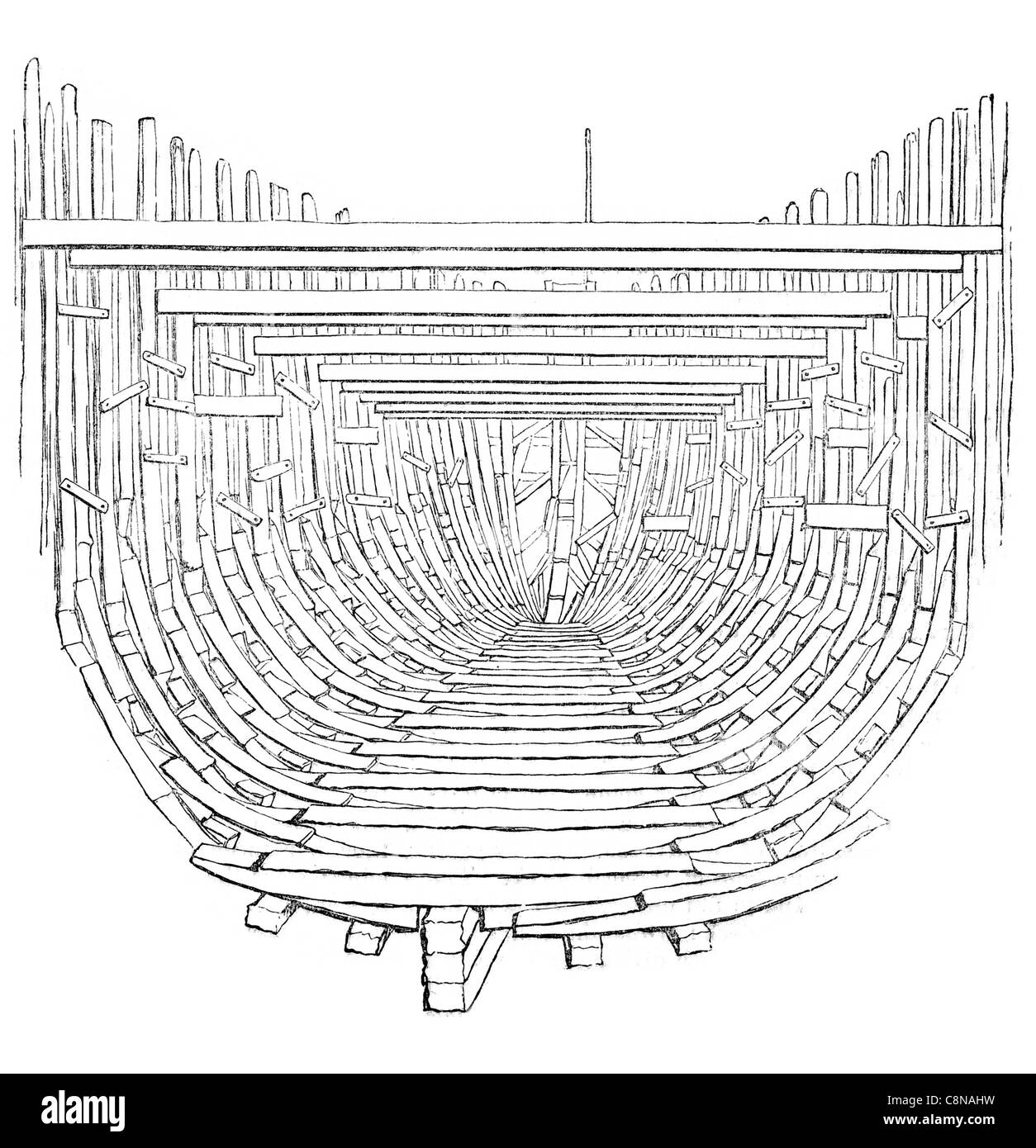 Coque de bateau en bois maquette design construction Banque D'Images