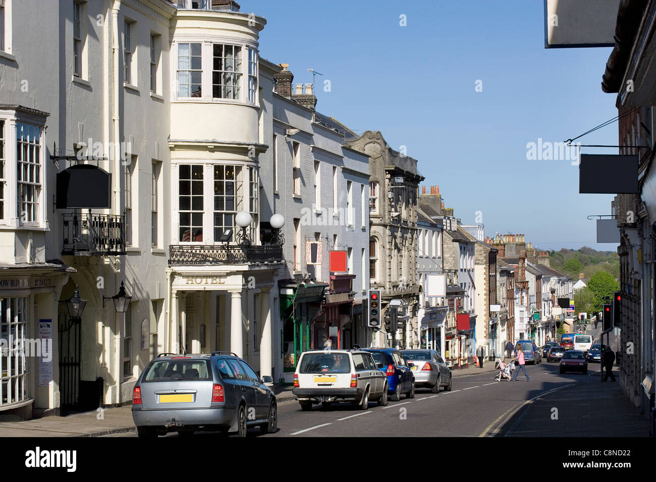 La Grande-Bretagne, l'Angleterre, dans le Dorset, Dorchester, vue de la ville haute vers le bas Centre East Street Banque D'Images