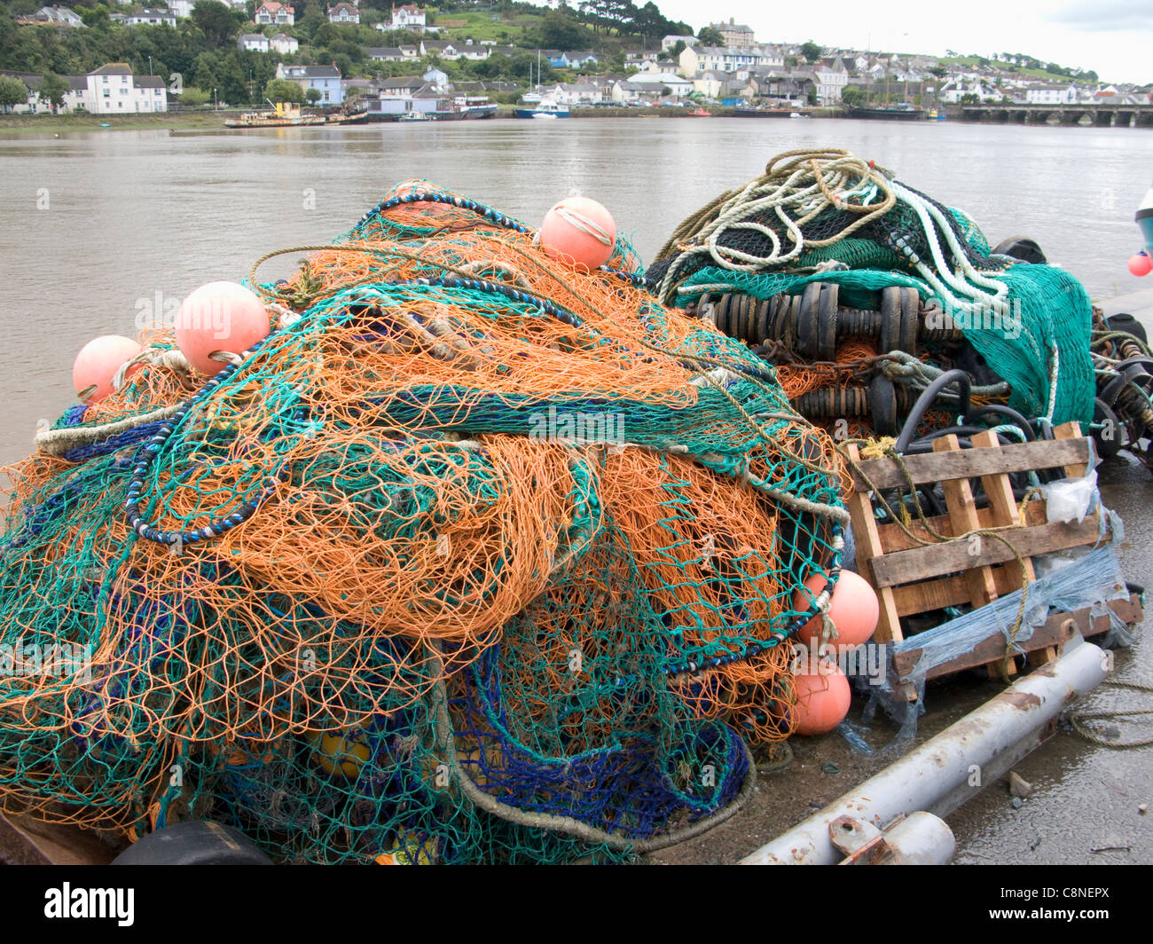 La Grande-Bretagne, l'Angleterre, Devon, filets de pêcheurs à Bideford Banque D'Images