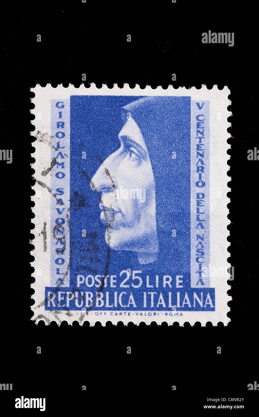 Dans un italien Girolamo Savonarola stamp Banque D'Images
