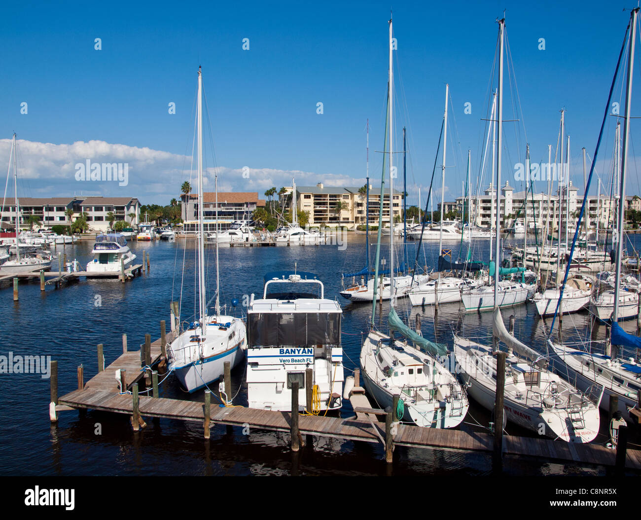 Yacht Club de Melbourne Harbor, dans l'Indian River Lagoon sur l'Intracoastal Waterway à Melbourne Florida USA Banque D'Images