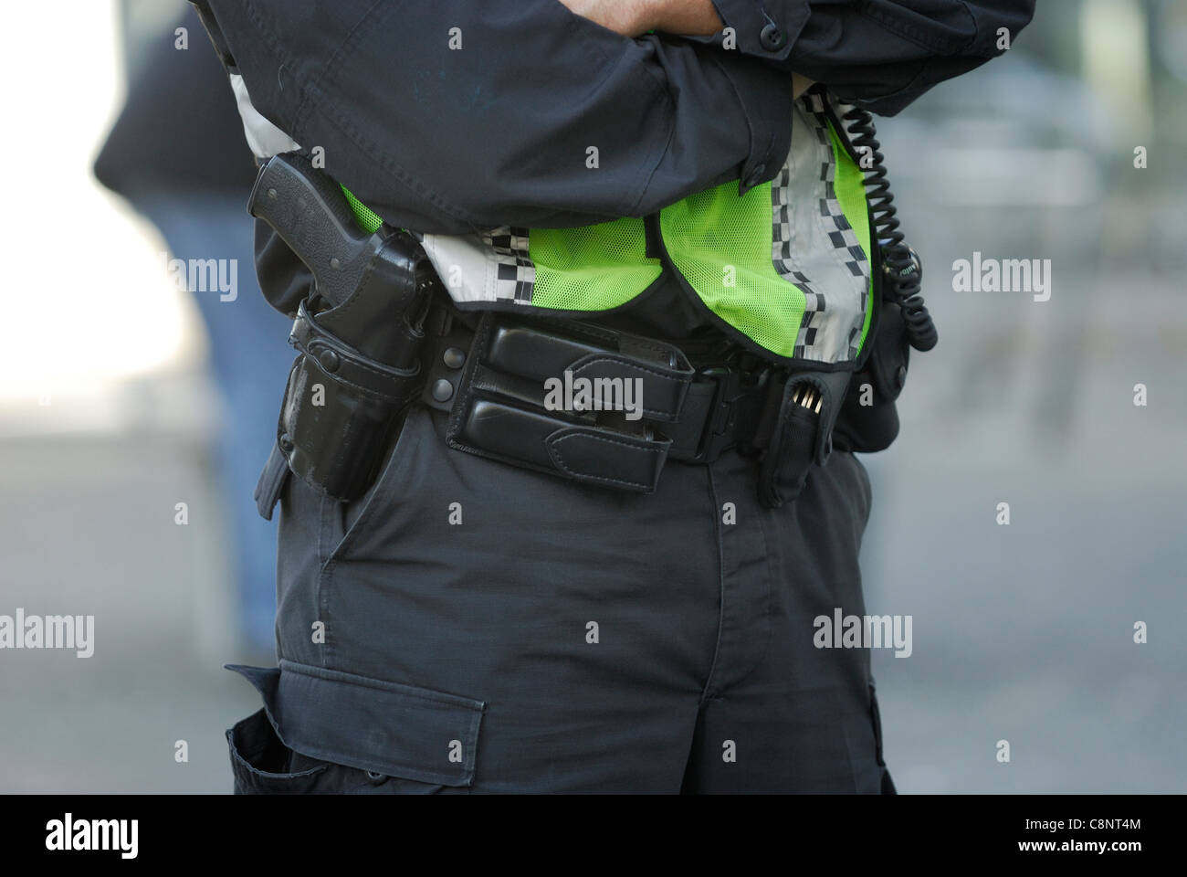 L'arme d'un policier de Vancouver la courroie. Banque D'Images