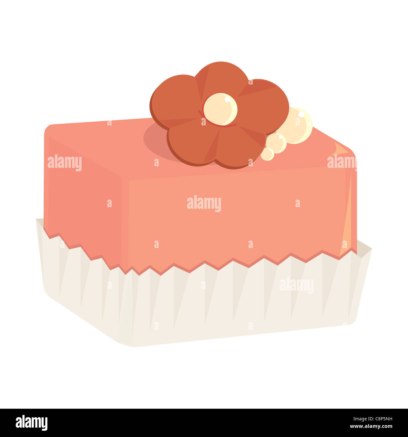 Fleur Rose et décoré de perles petite quatre en emballage papier Banque D'Images