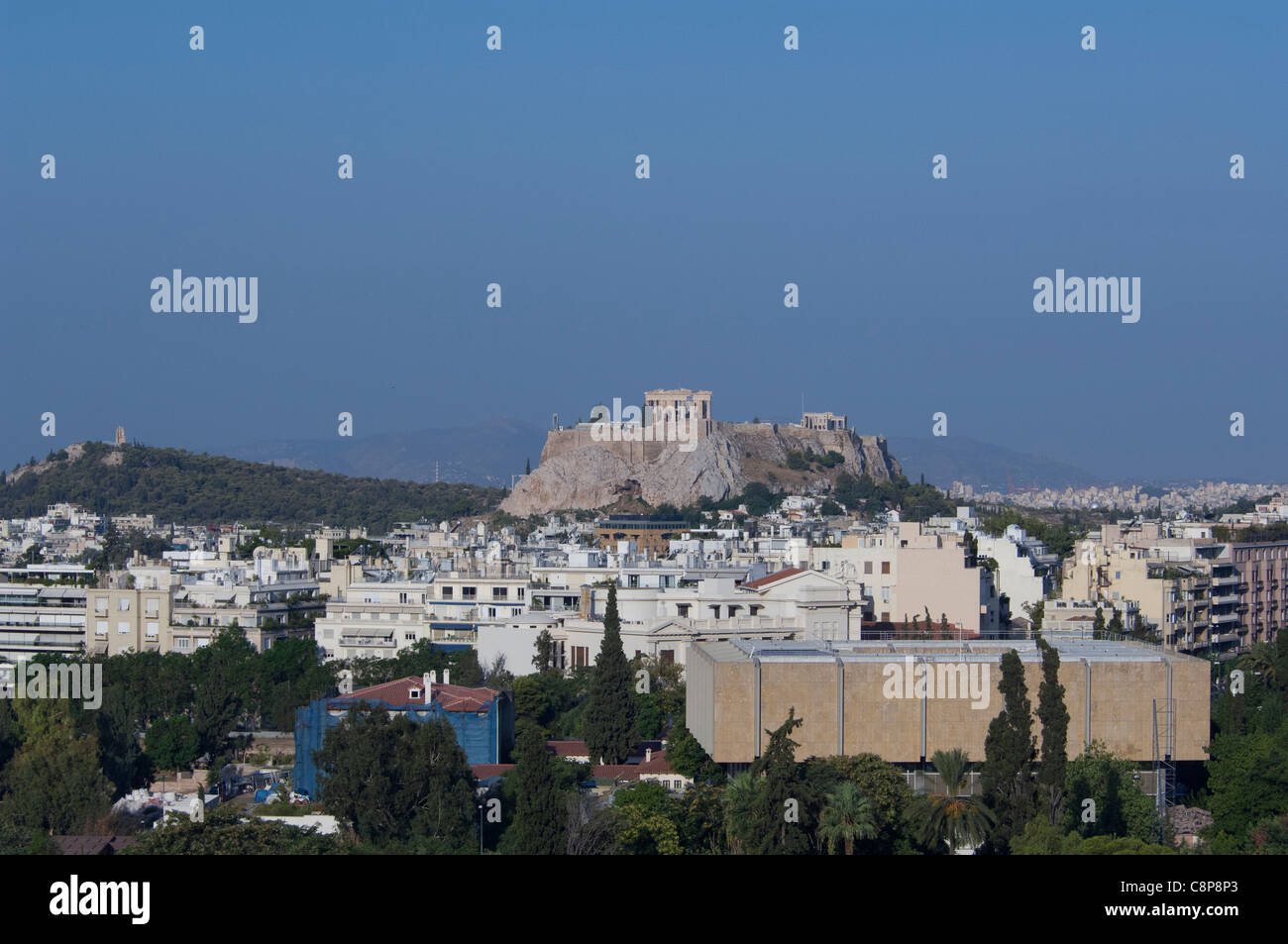 Grèce, Athènes. Le centre-ville d'Athènes sur l'Acropole. Banque D'Images
