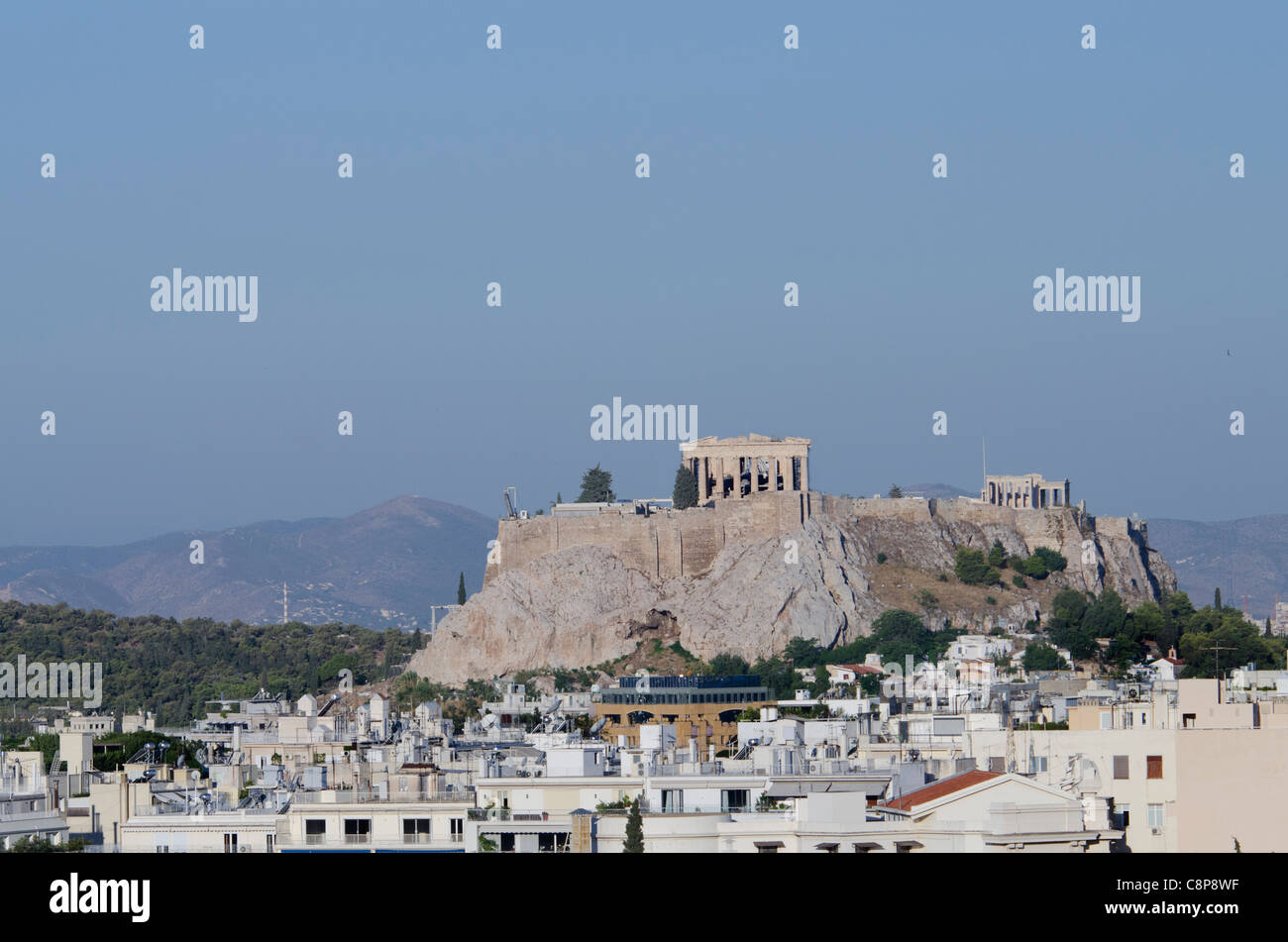 Grèce, Athènes. Le centre-ville d'Athènes sur l'Acropole. Banque D'Images