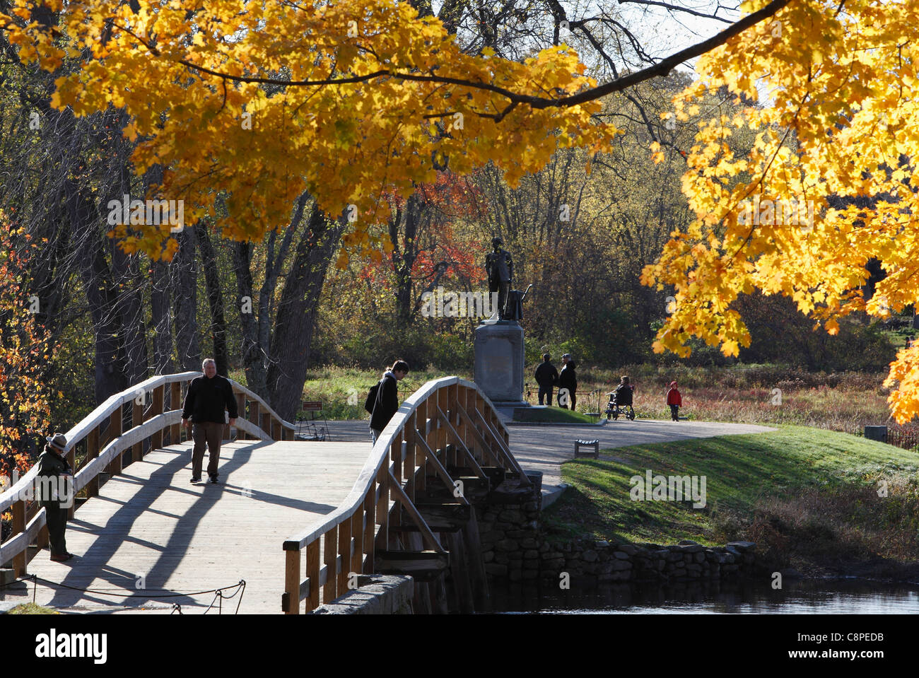 Le North Bridge, Minute Man National Historical Park, Concord, Massachusetts, USA Banque D'Images