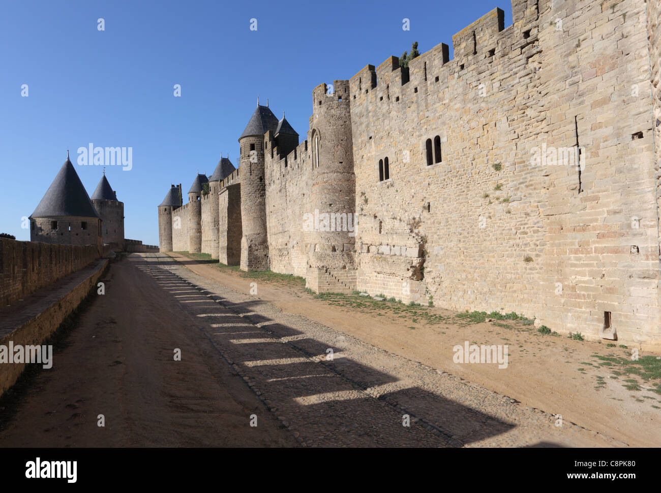 Remparts de la cité médiévale Carcassonne en France Banque D'Images