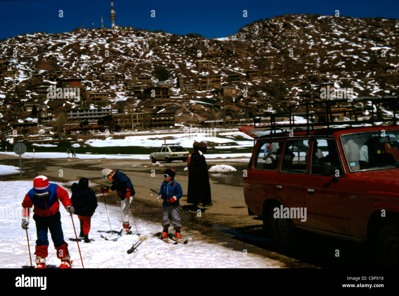 Station de ski d'Oukaïmeden dans les montagnes de l'Atlas 80km au départ de Marrakech, Maroc Banque D'Images