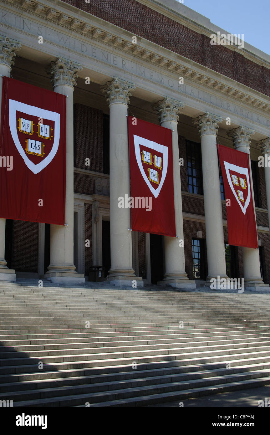 Le Harry Elkins Widener Memorial Library. L'Université de Harvard. Boston. Le Massachusetts. United States. Banque D'Images