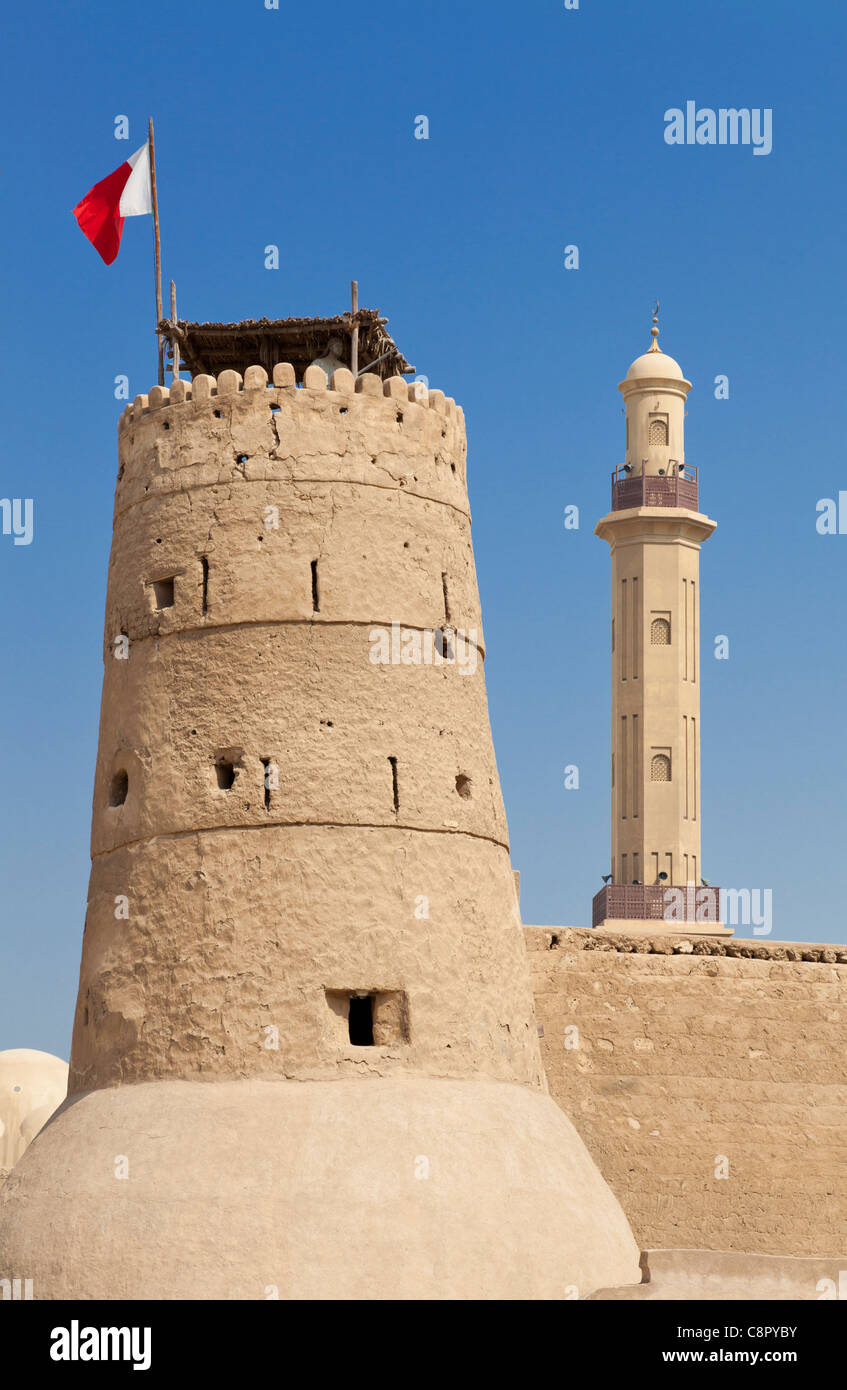 Le Fort Al Fahidi tower le musée de Dubaï, Émirats arabes unis, ÉMIRATS ARABES UNIS, Moyen Orient Banque D'Images