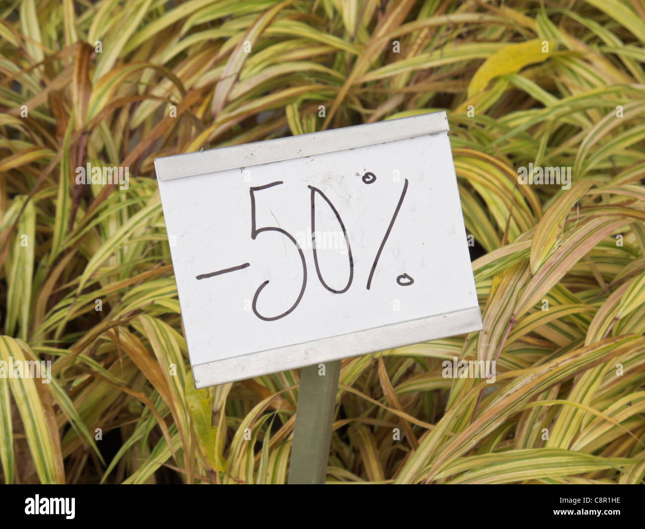 -50 % manuscrite vente. Banque D'Images