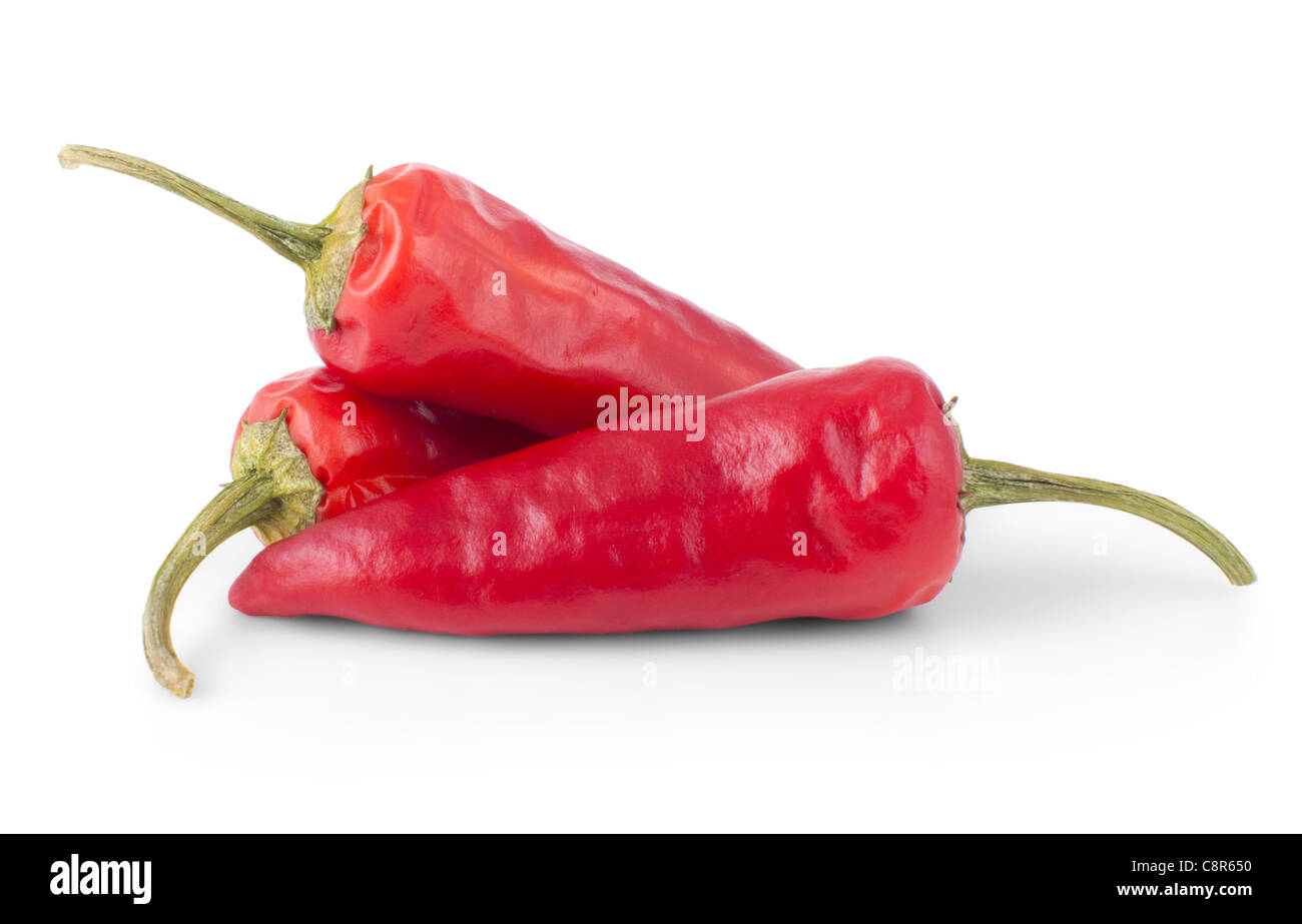 Piment rouge isolé sur fond blanc Banque D'Images