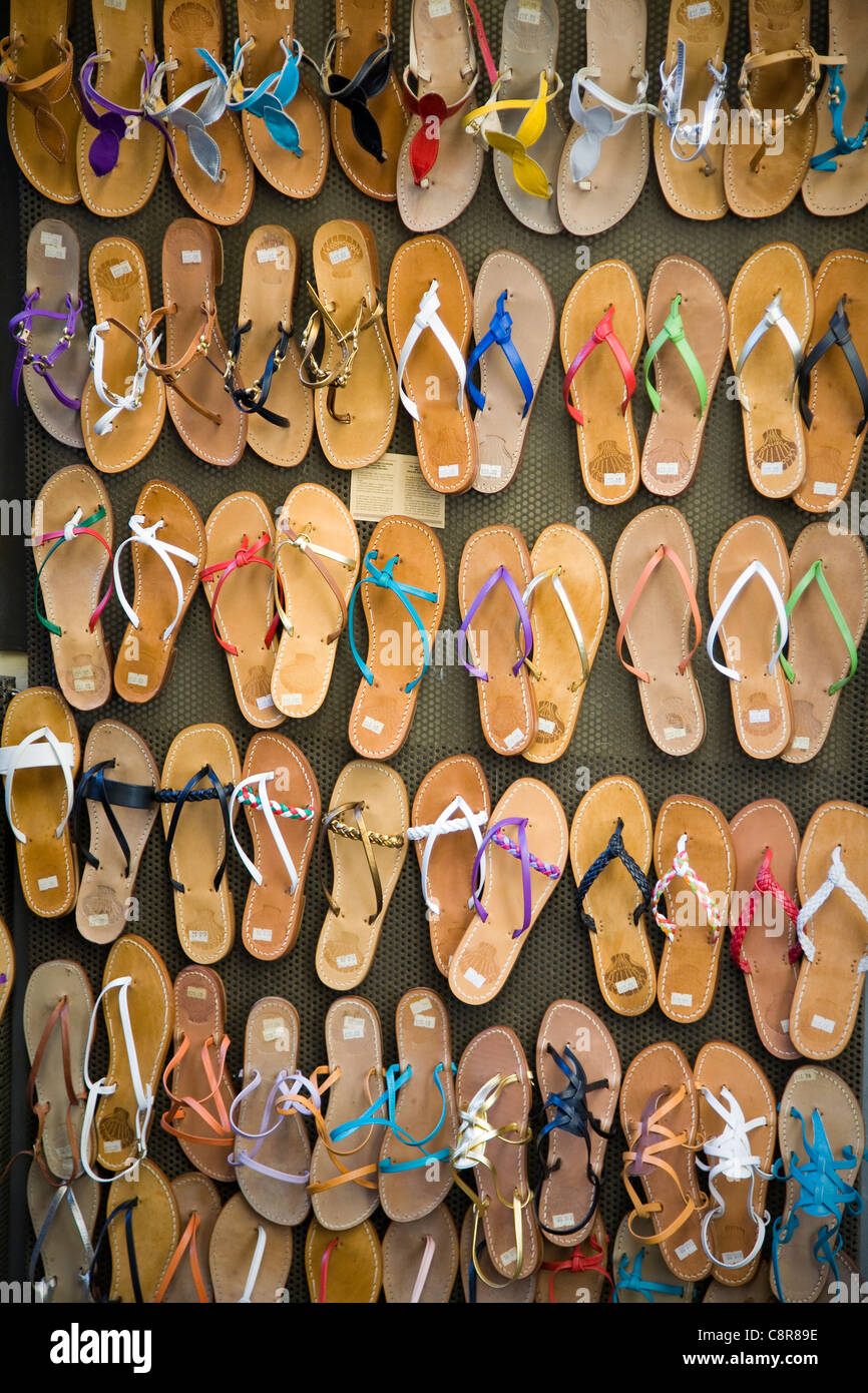 Sandales pour la vente, Sorrento Banque D'Images