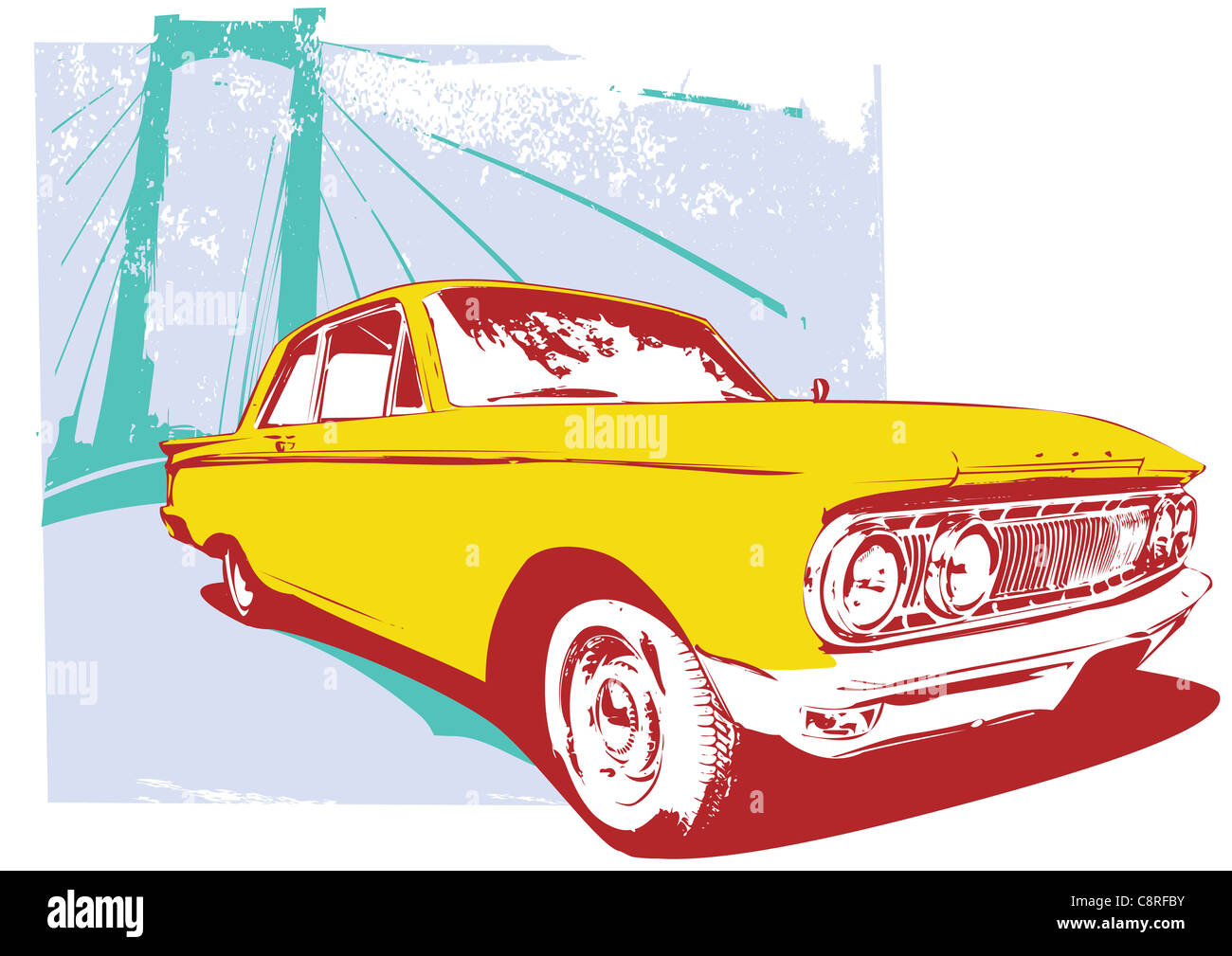 Old vintage voiture de collection personnalisé sur fond urbain grunge Banque D'Images