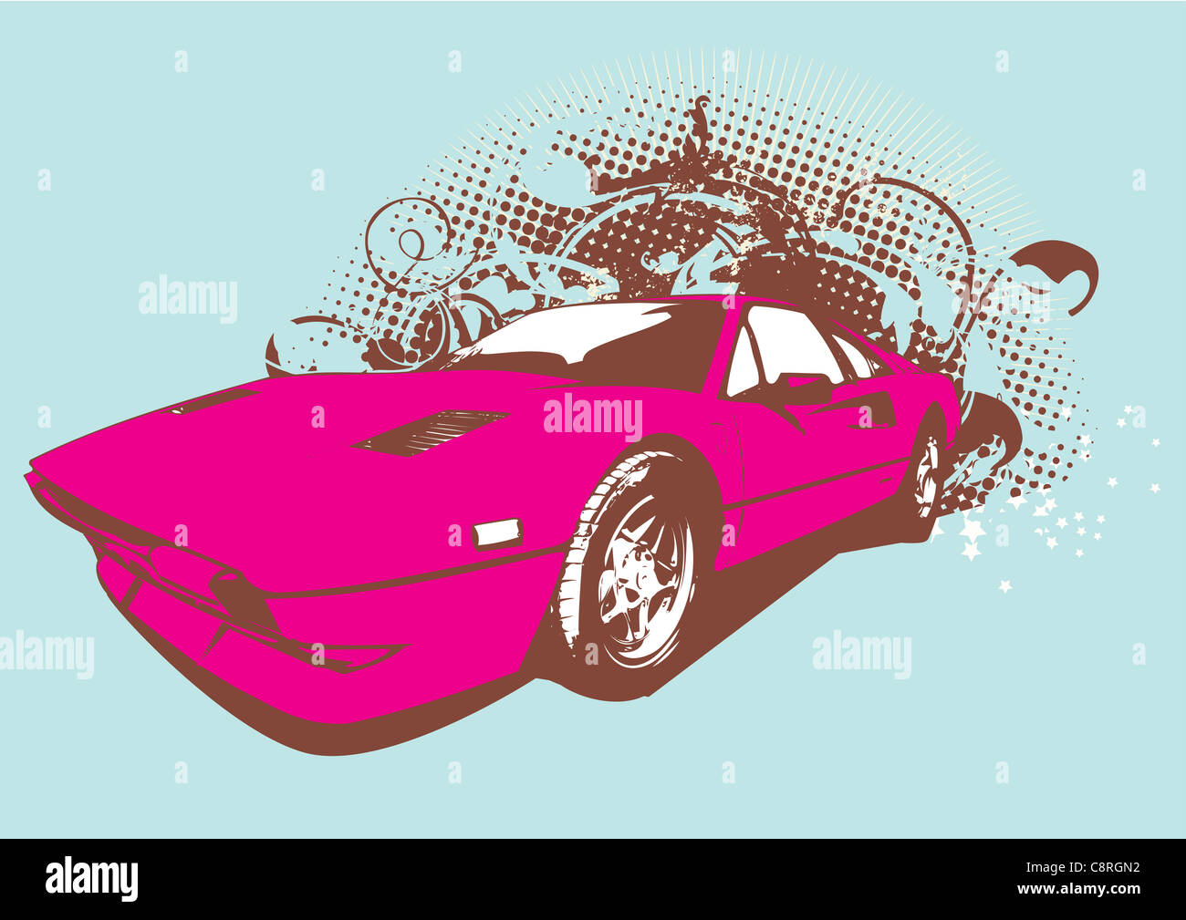 Old vintage voiture de collection personnalisé sur grunge fond . Banque D'Images