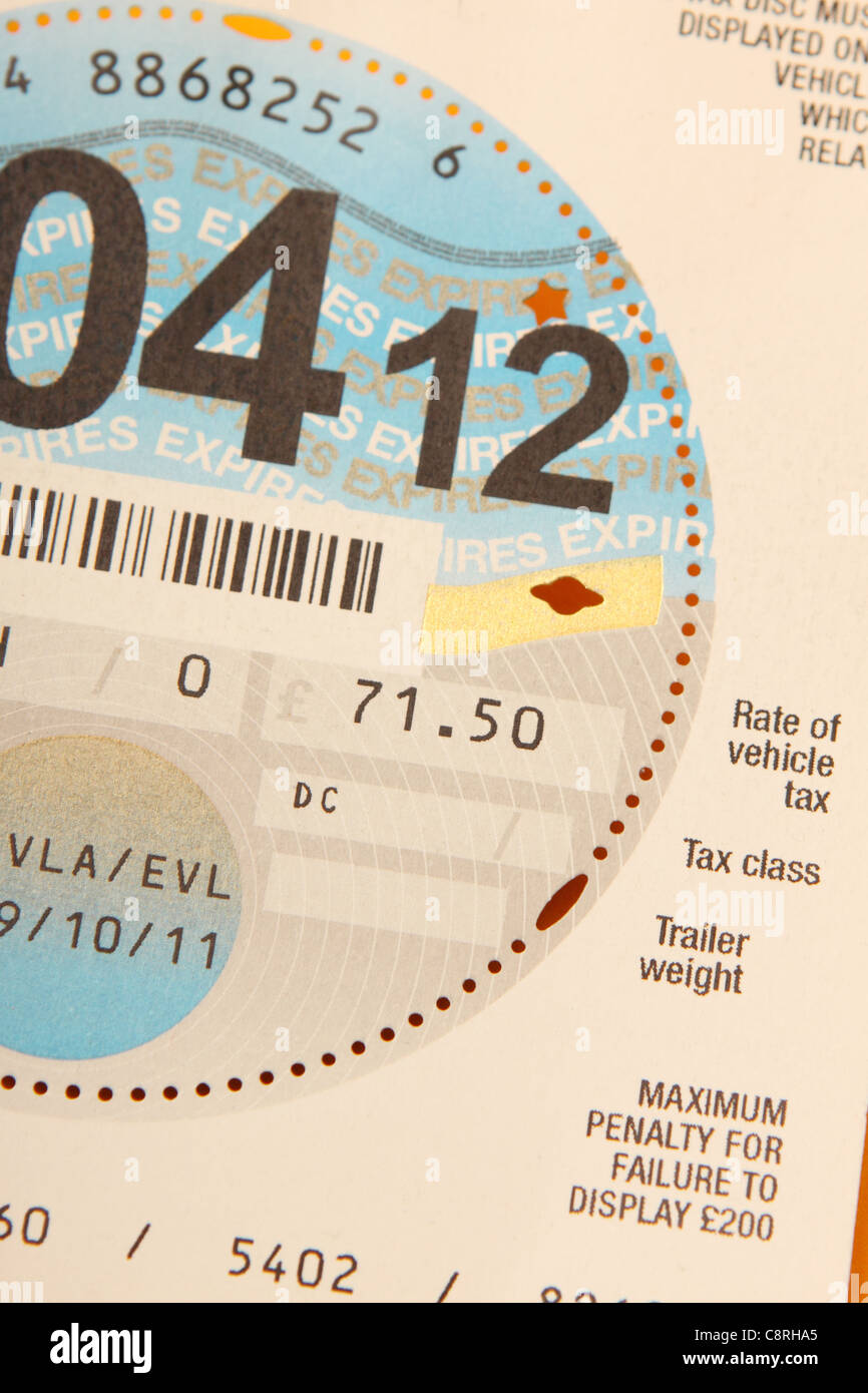 La taxe de circulation véhicule fonds routier 2012 disque licence UK GO Banque D'Images