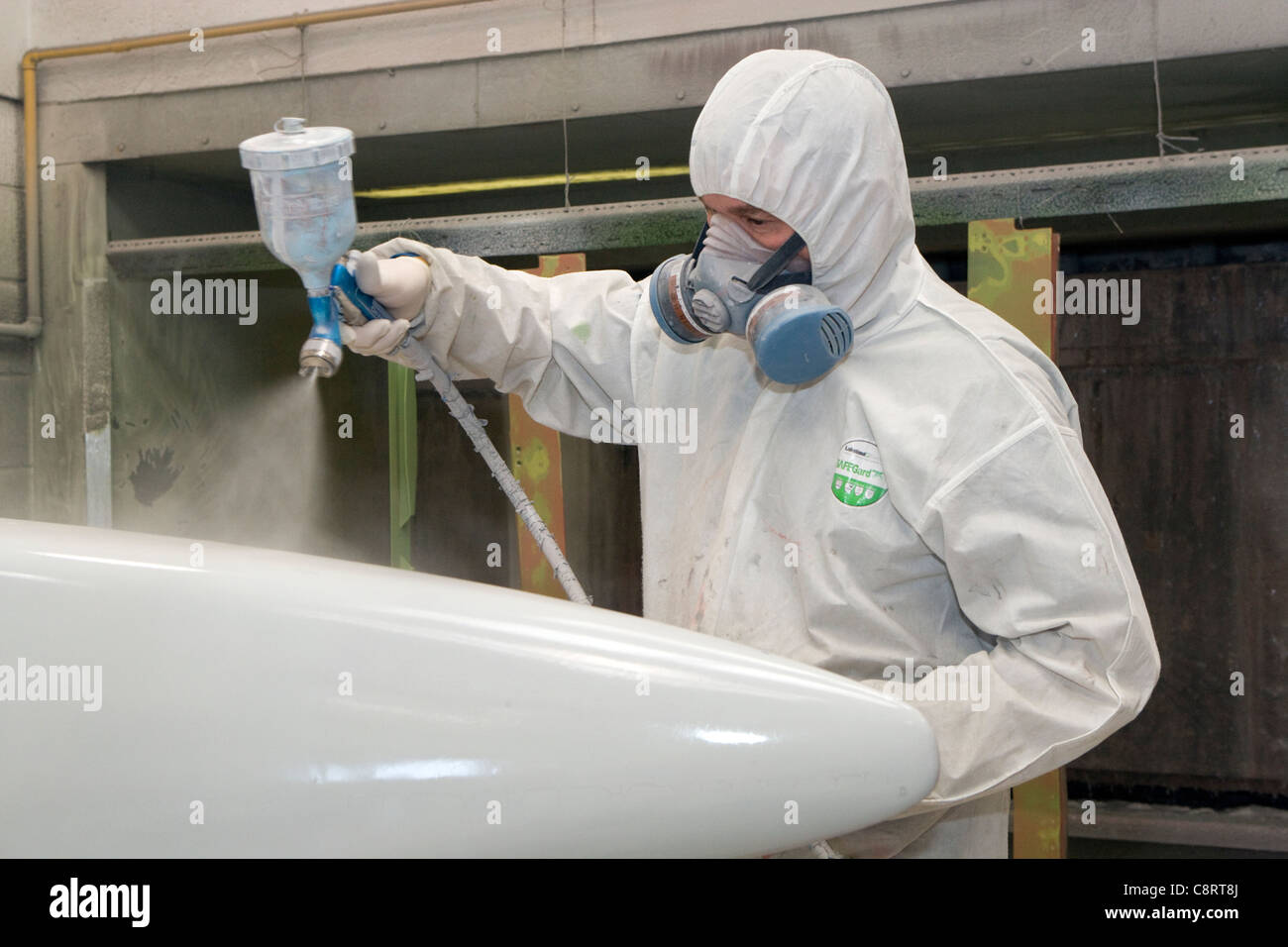 L'installation de maintenance des avions de pulvérisation de peinture-shop Banque D'Images