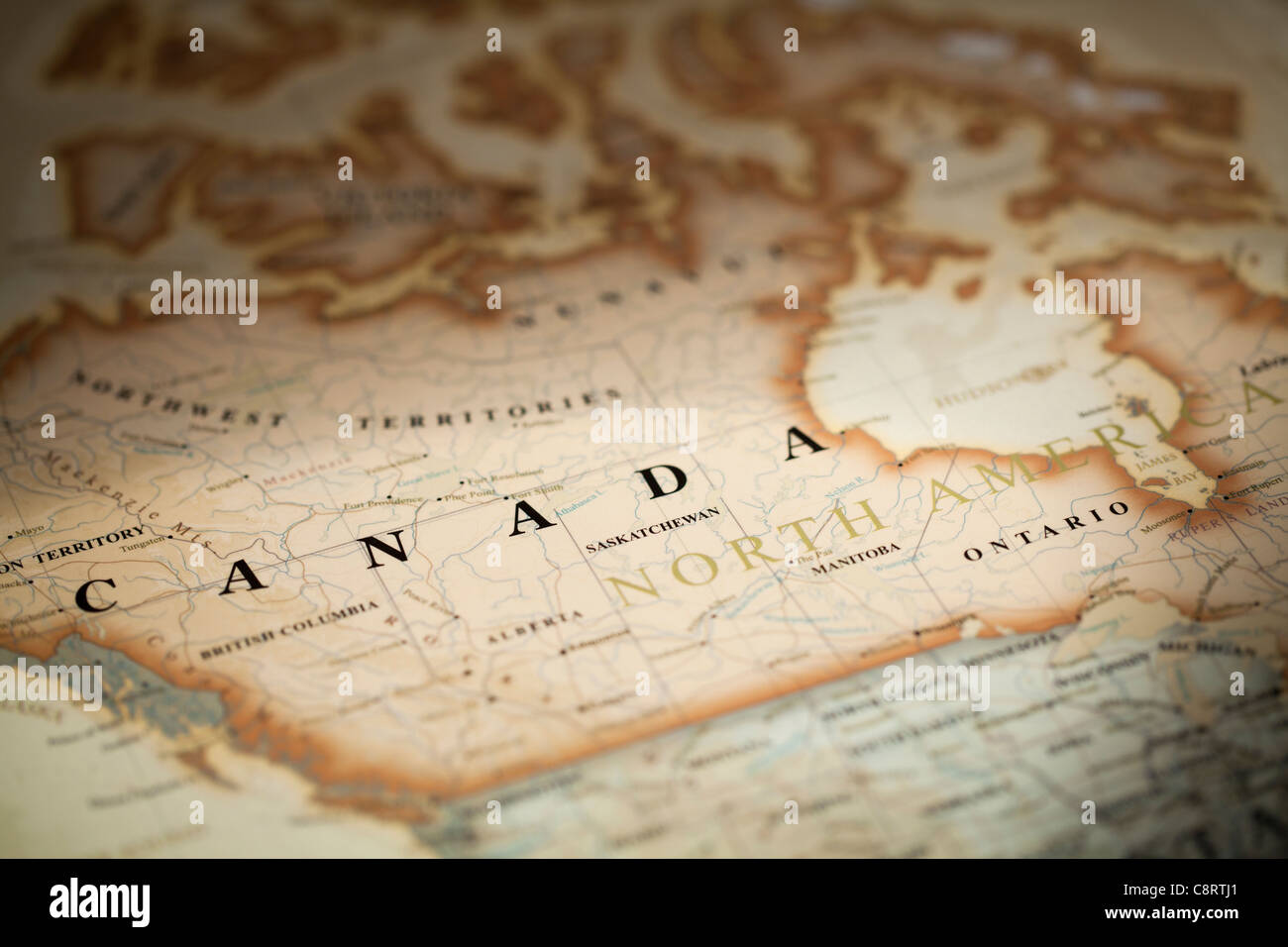 Close-up du continent nord-américain world map Banque D'Images
