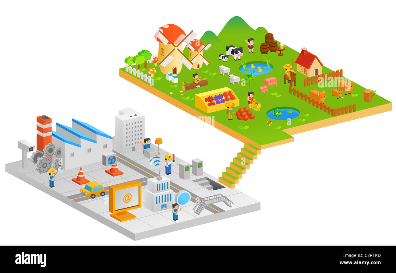 Paysage urbain et rural Scene Banque D'Images