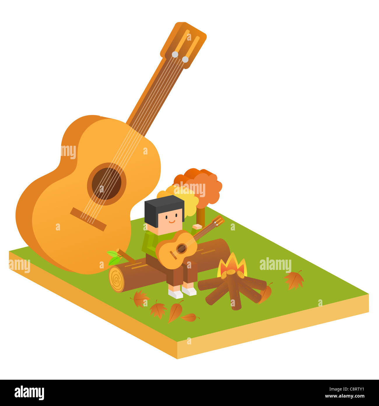 Boy Playing Guitar Banque D'Images