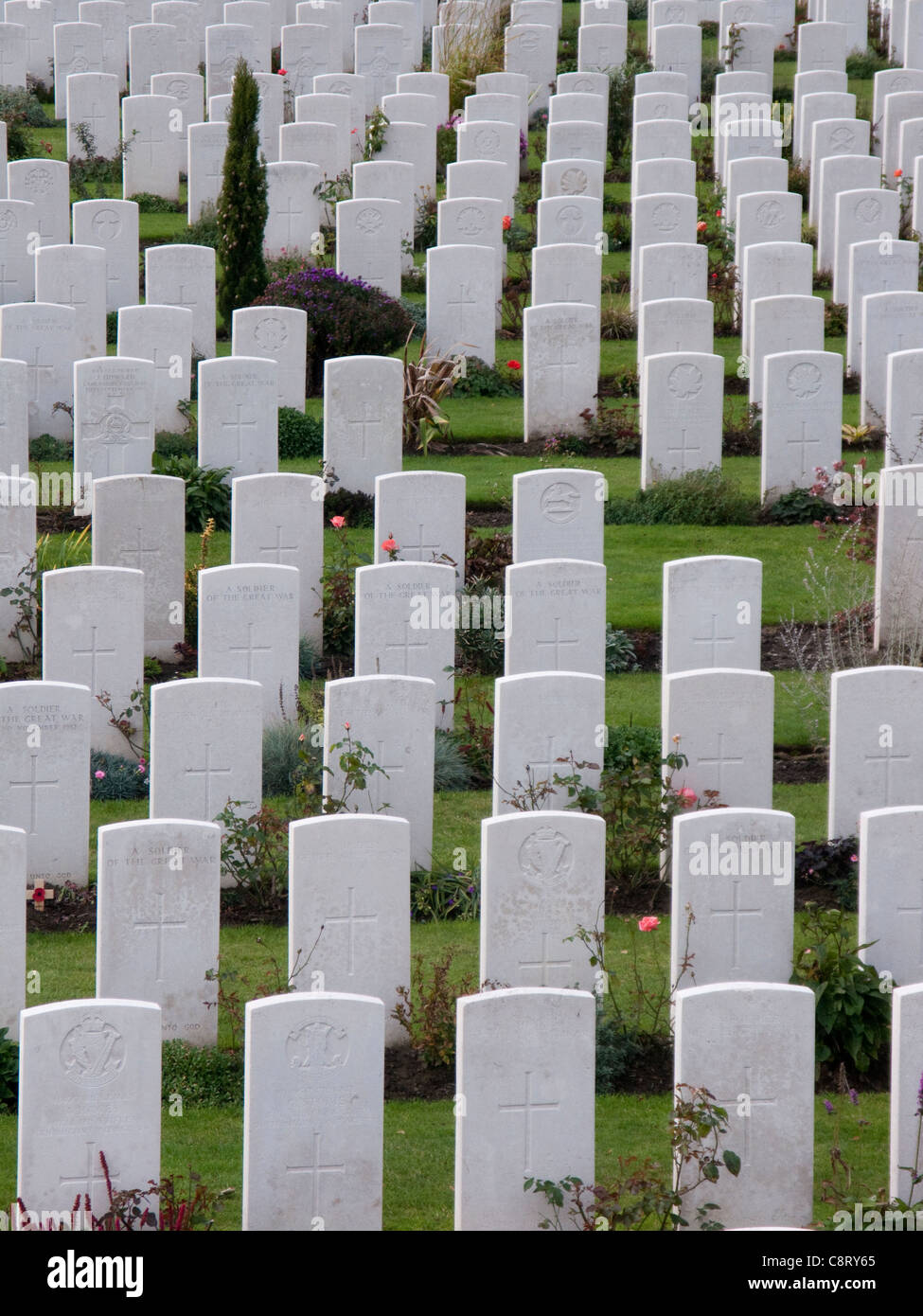 Tynecot cimetière pour la première guerre mondiale soldats tués dans les environs d'Ypres, Belgique, UNION EUROPÉENNE Banque D'Images
