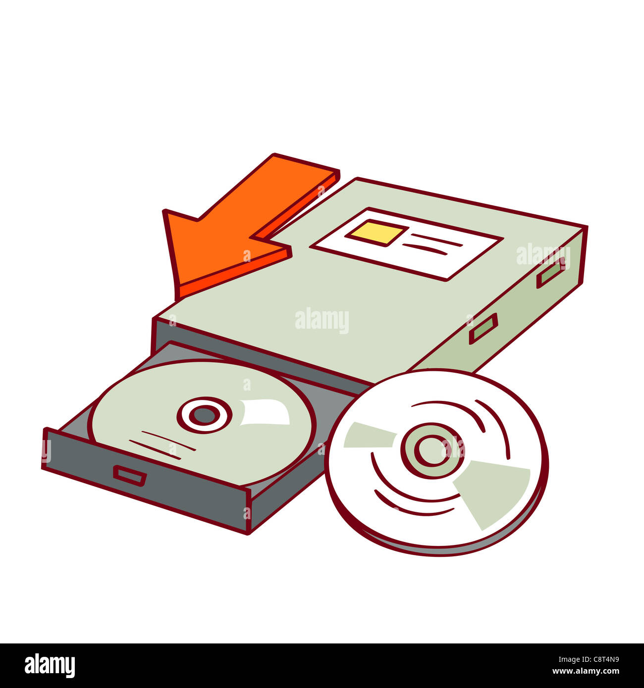 Panneau de flèche sur CD-ROM Banque D'Images