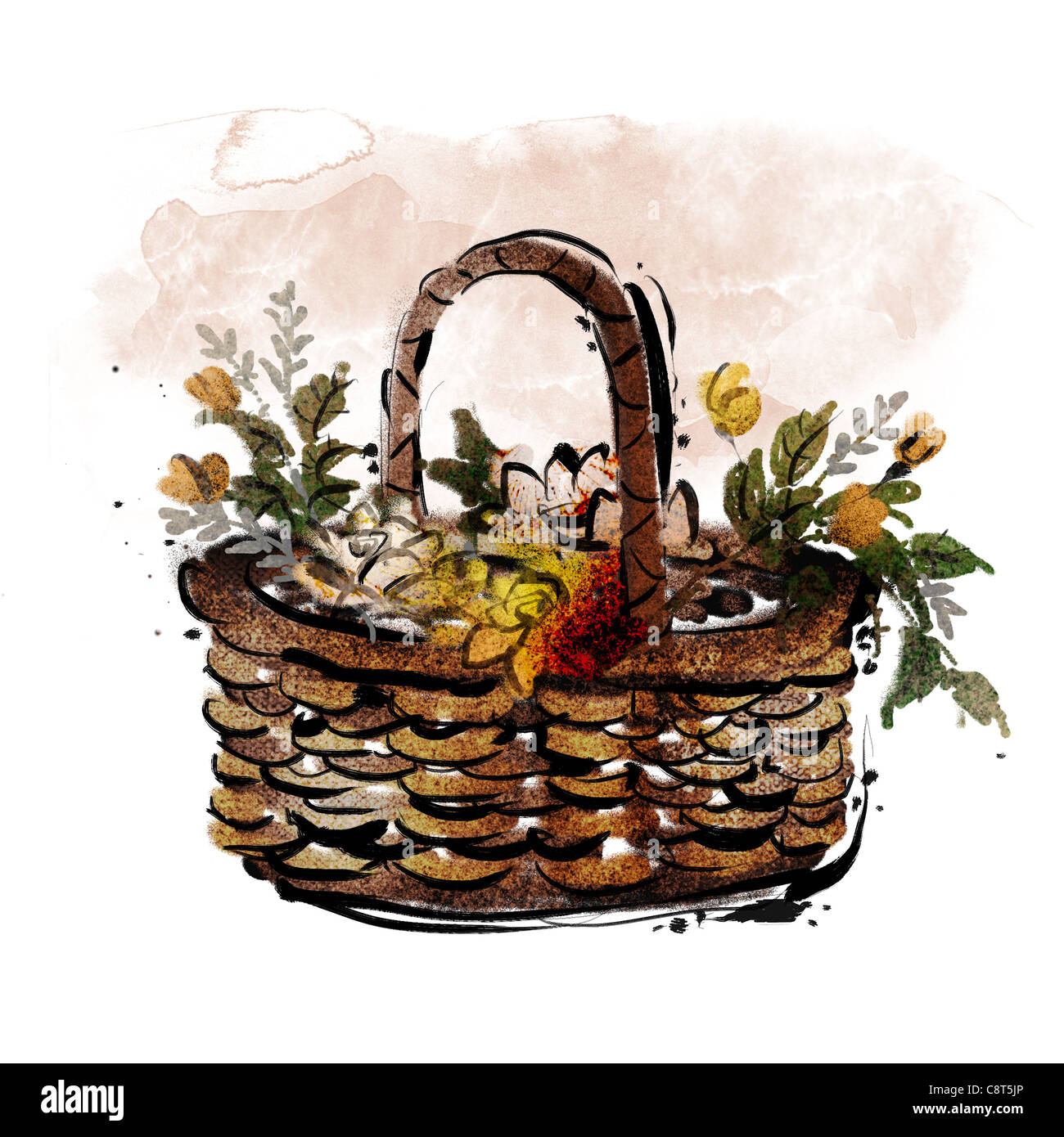 Panier de fleurs Banque D'Images