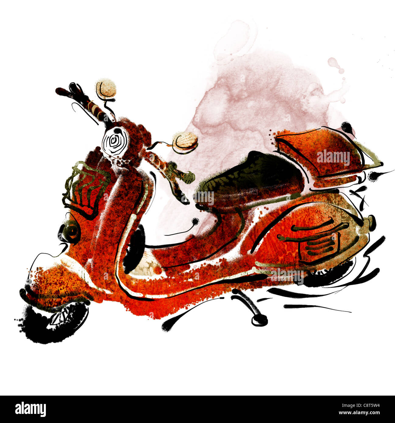 Scooter rouge Banque D'Images