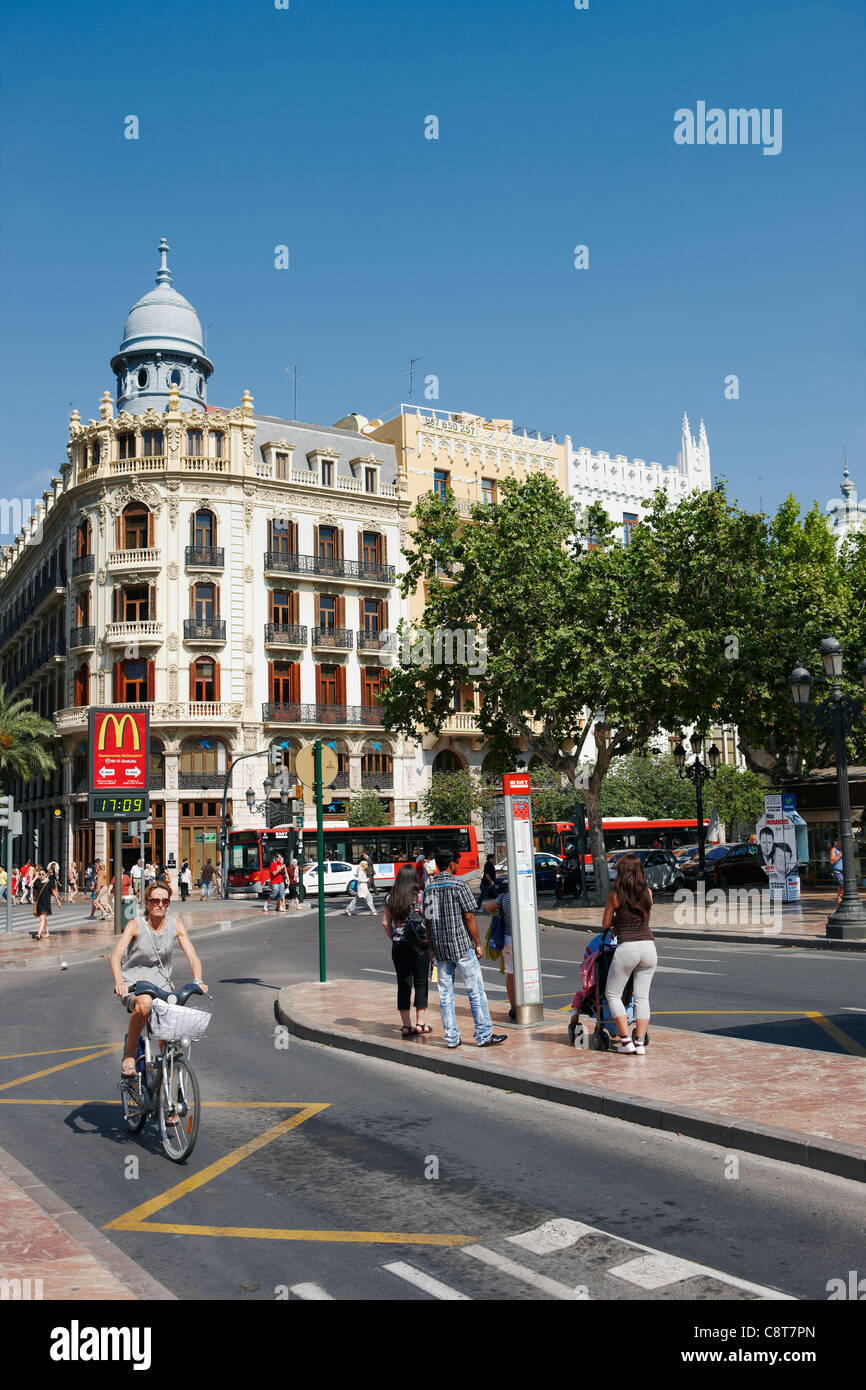 Place de l'Hôtel de ville. Valence, Espagne. Banque D'Images