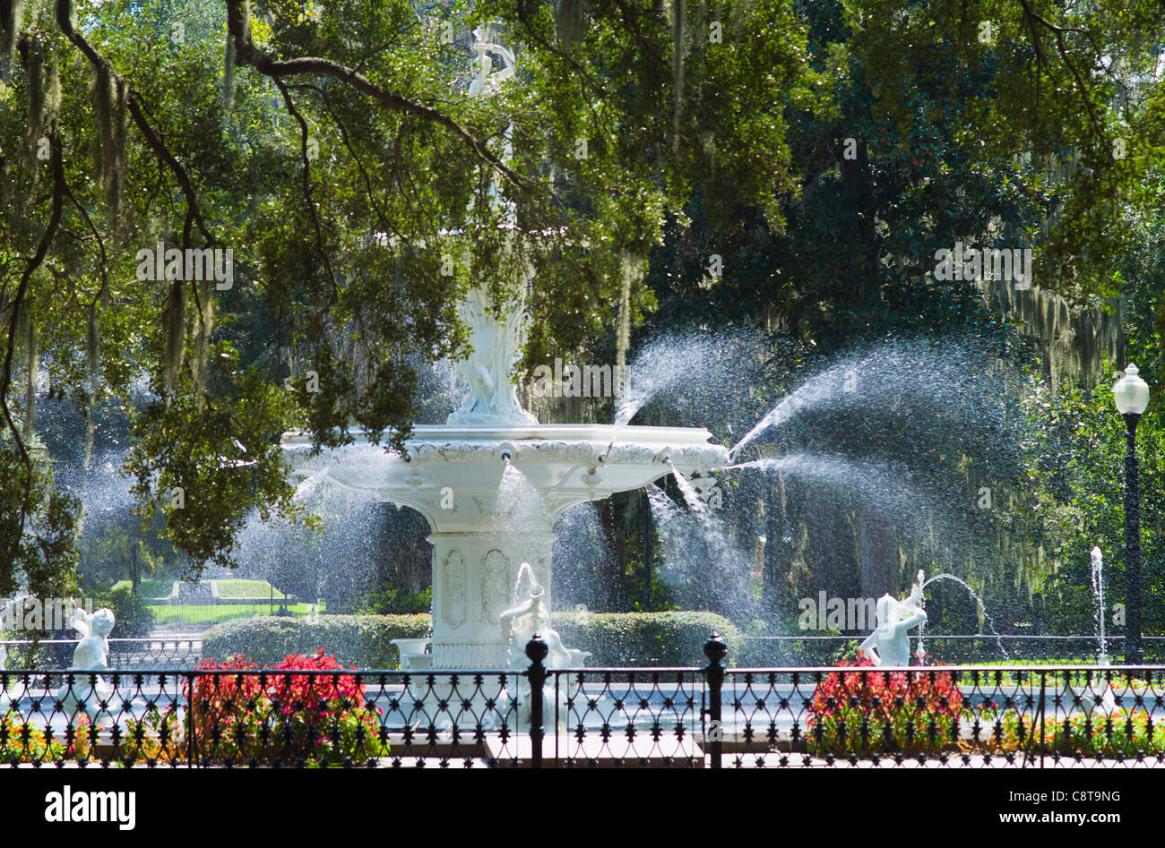USA, Georgia, Savannah, Foley Square fountain Banque D'Images