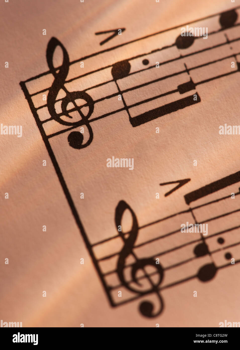 Close-up of Sheet Music, studio shot Banque D'Images