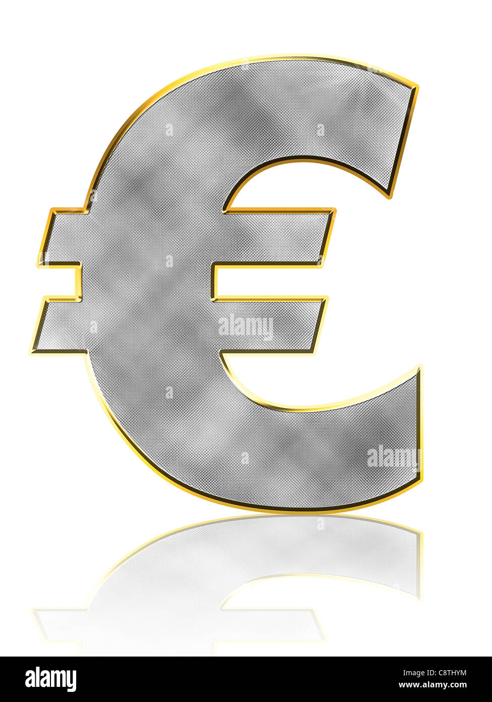 Abstract Bling Symbole Euro sur blanc avec reflet Banque D'Images