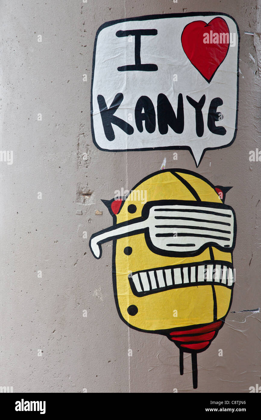 J'aime Kanye streetart à l'Austin City Limits Festival à Austin, Texas Banque D'Images